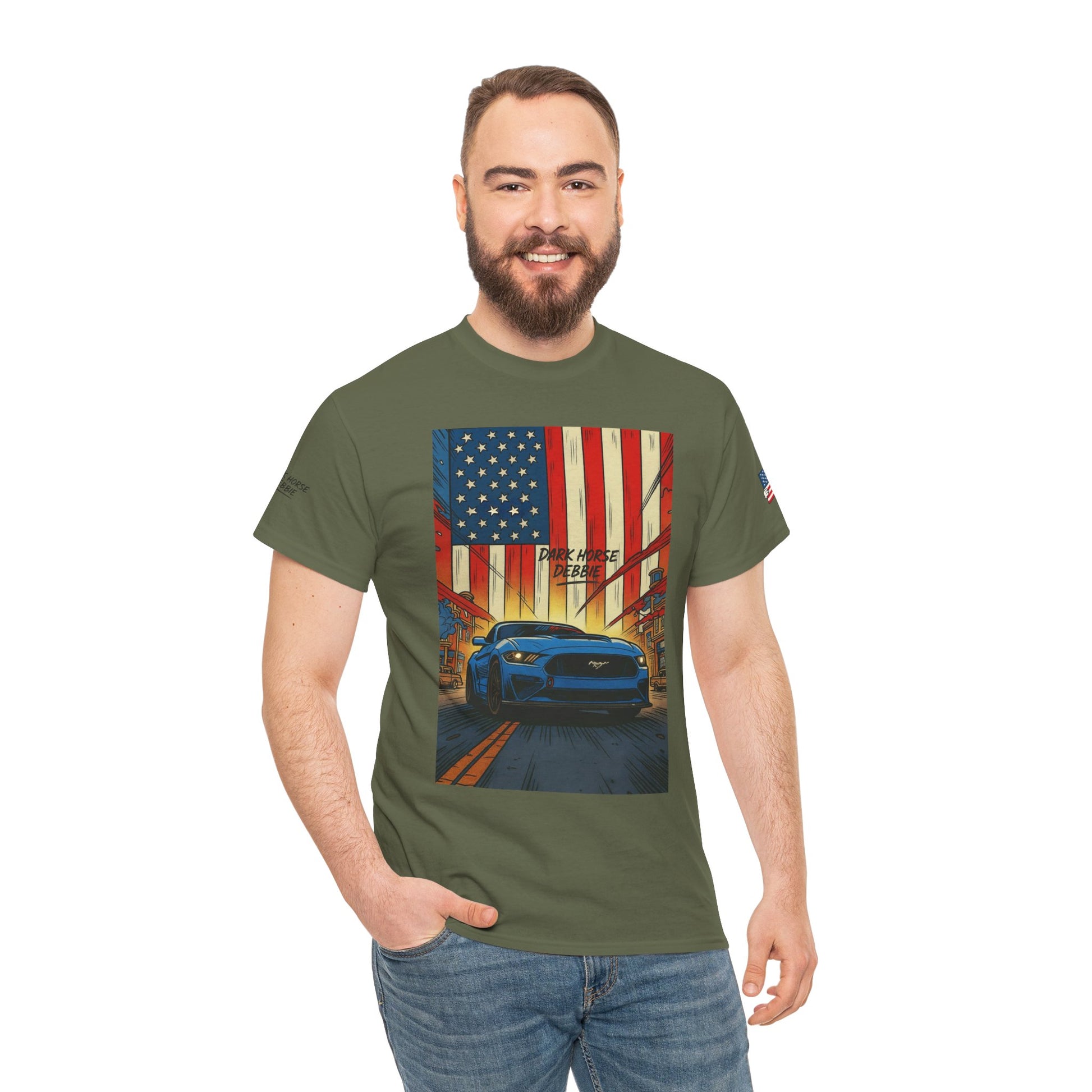 Dark Horse Debbie Patriotic Car Enthusiast Tee - Perfect for Independence Day, Gift for Dad, Car Show, Track Day, Summer Style