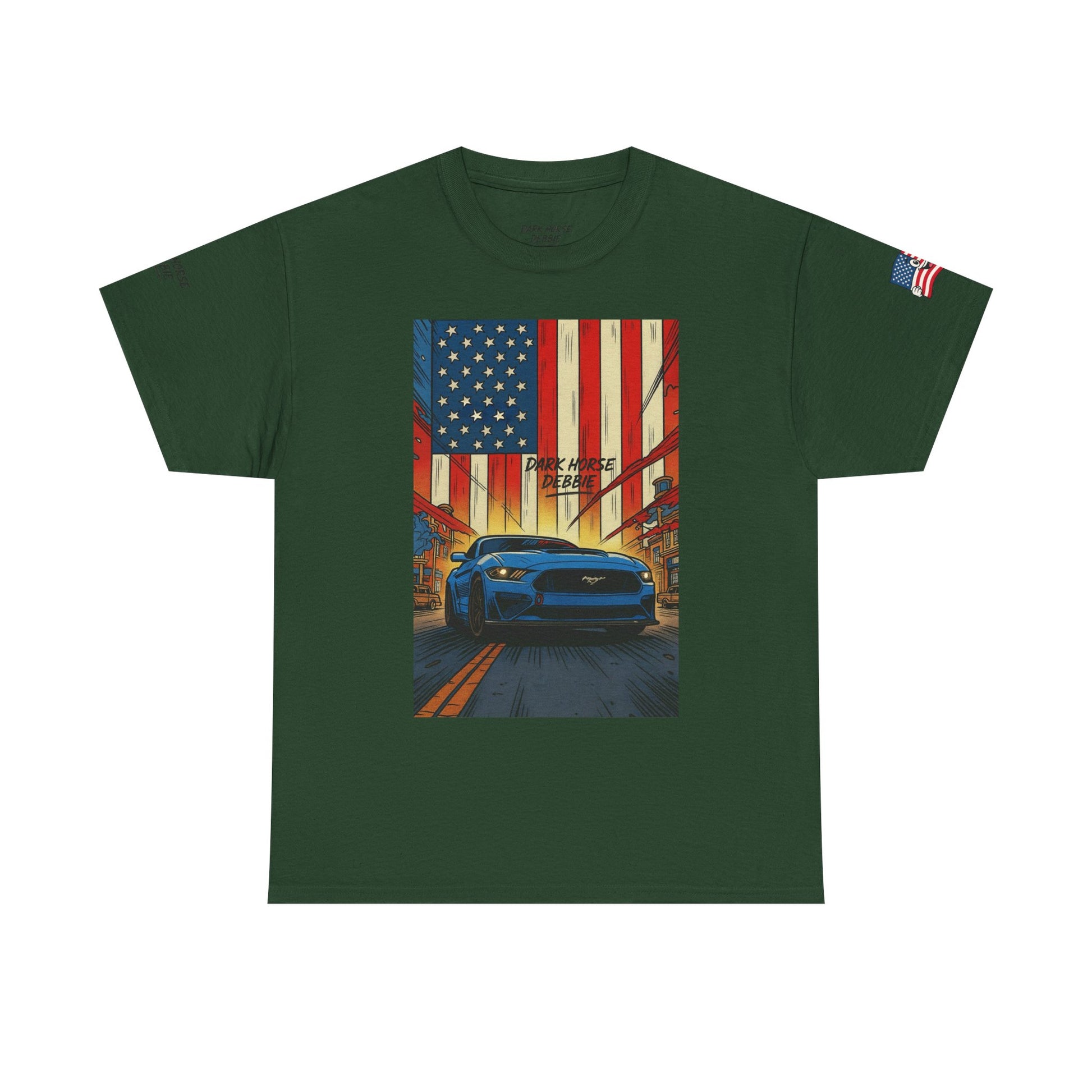 Dark Horse Debbie Patriotic Car Enthusiast Tee - Perfect for Independence Day, Gift for Dad, Car Show, Track Day, Summer Style