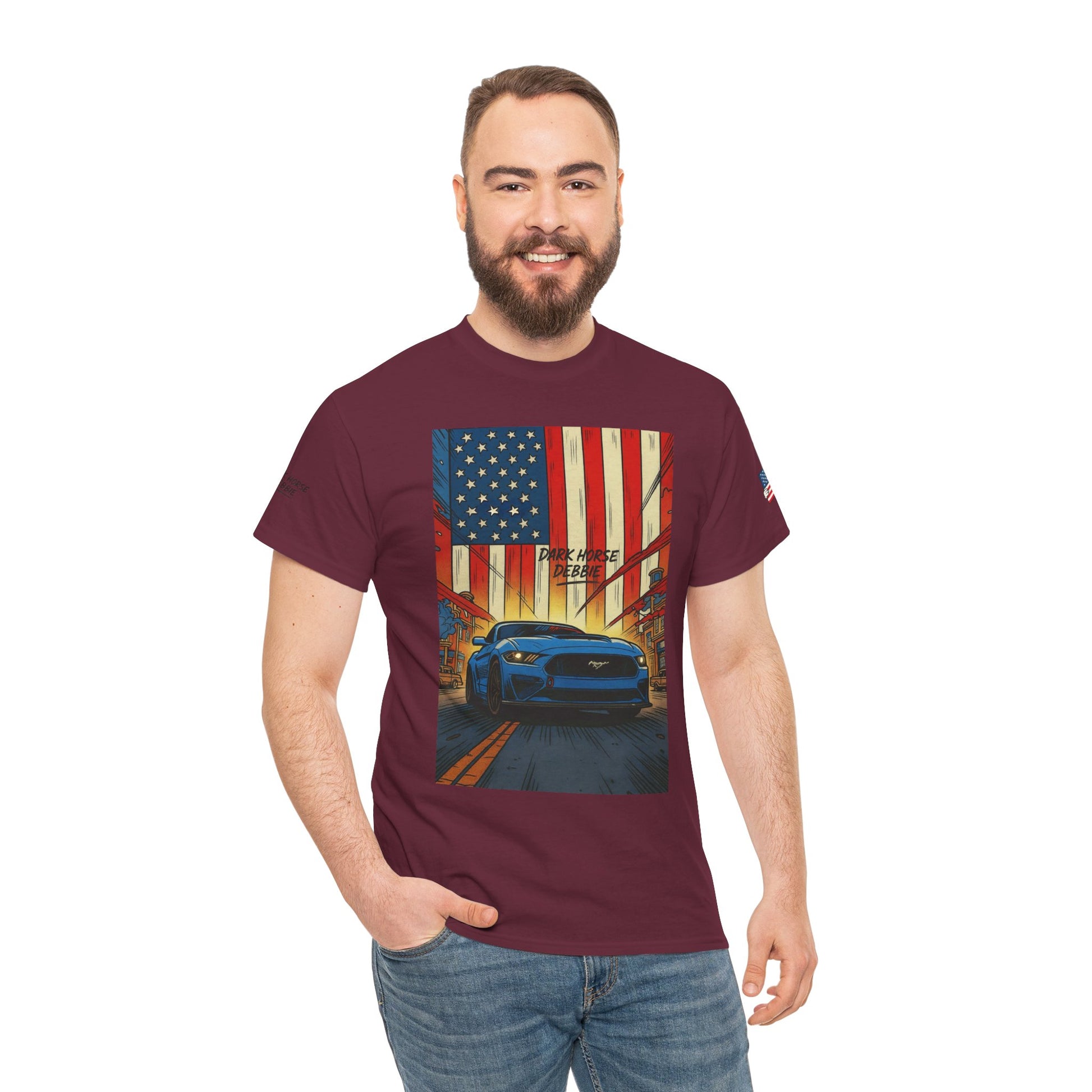 Dark Horse Debbie Patriotic Car Enthusiast Tee - Perfect for Independence Day, Gift for Dad, Car Show, Track Day, Summer Style