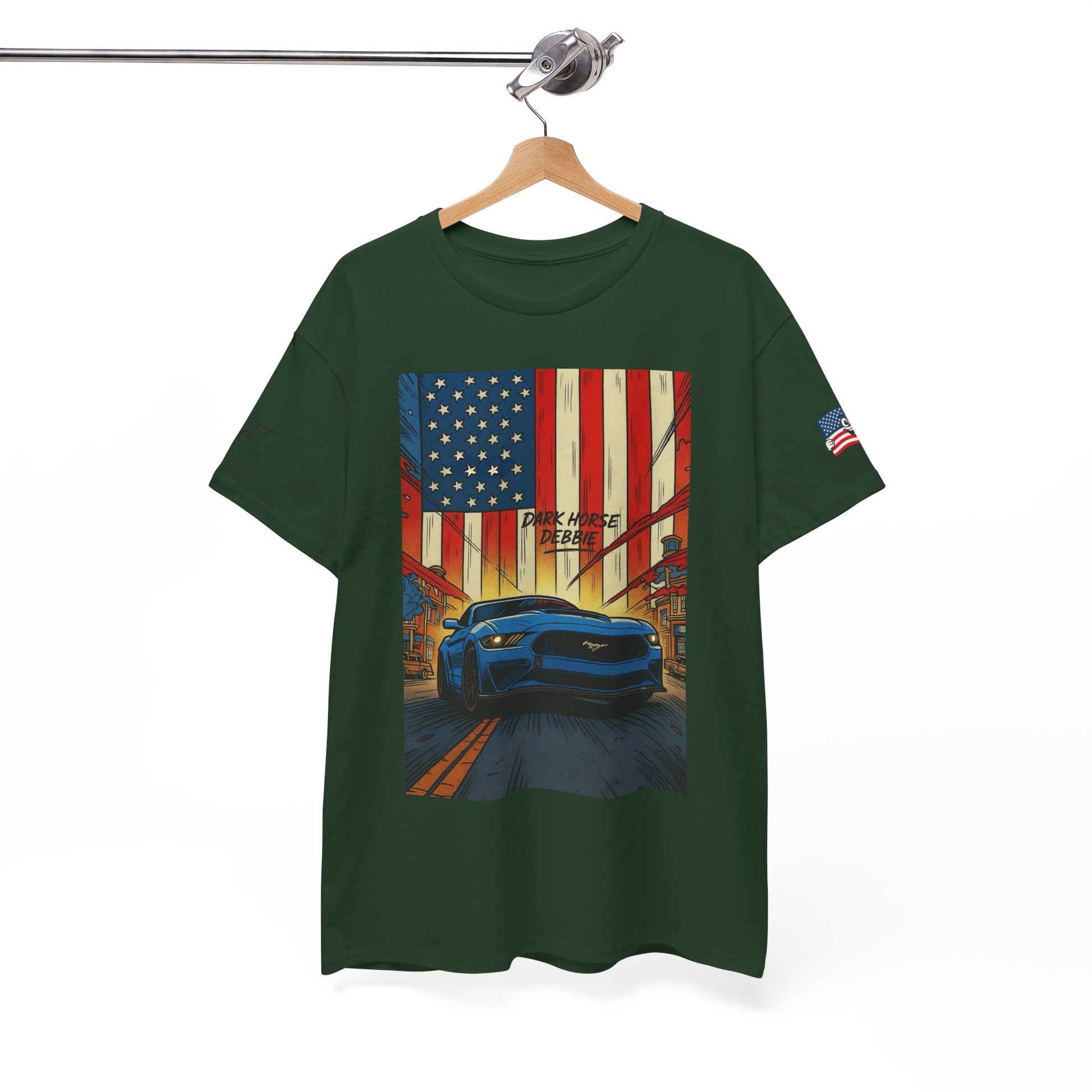 Dark Horse Debbie Patriotic Car Enthusiast Tee - Perfect for Independence Day, Gift for Dad, Car Show, Track Day, Summer Style
