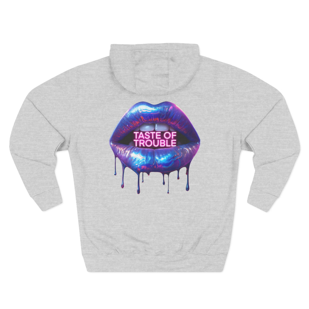 Taste of Trouble Hoodie - Trendy Three-Panel Fleece Pullover, Stylish Gift for Fashion Lovers, Cozy Casual Wear