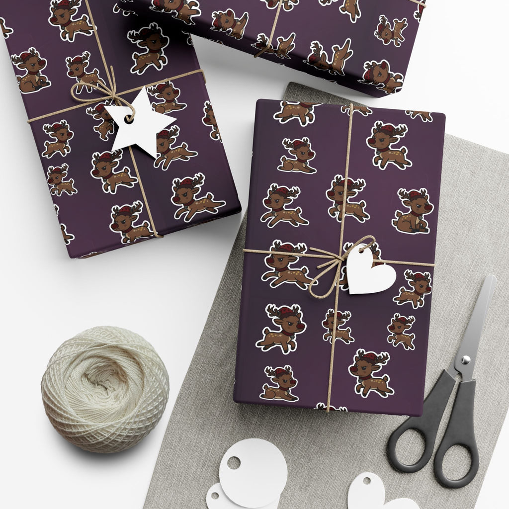 Vampyro Crimson Dark Whimsical Emo Reindeer Christmas Wrapping Paper