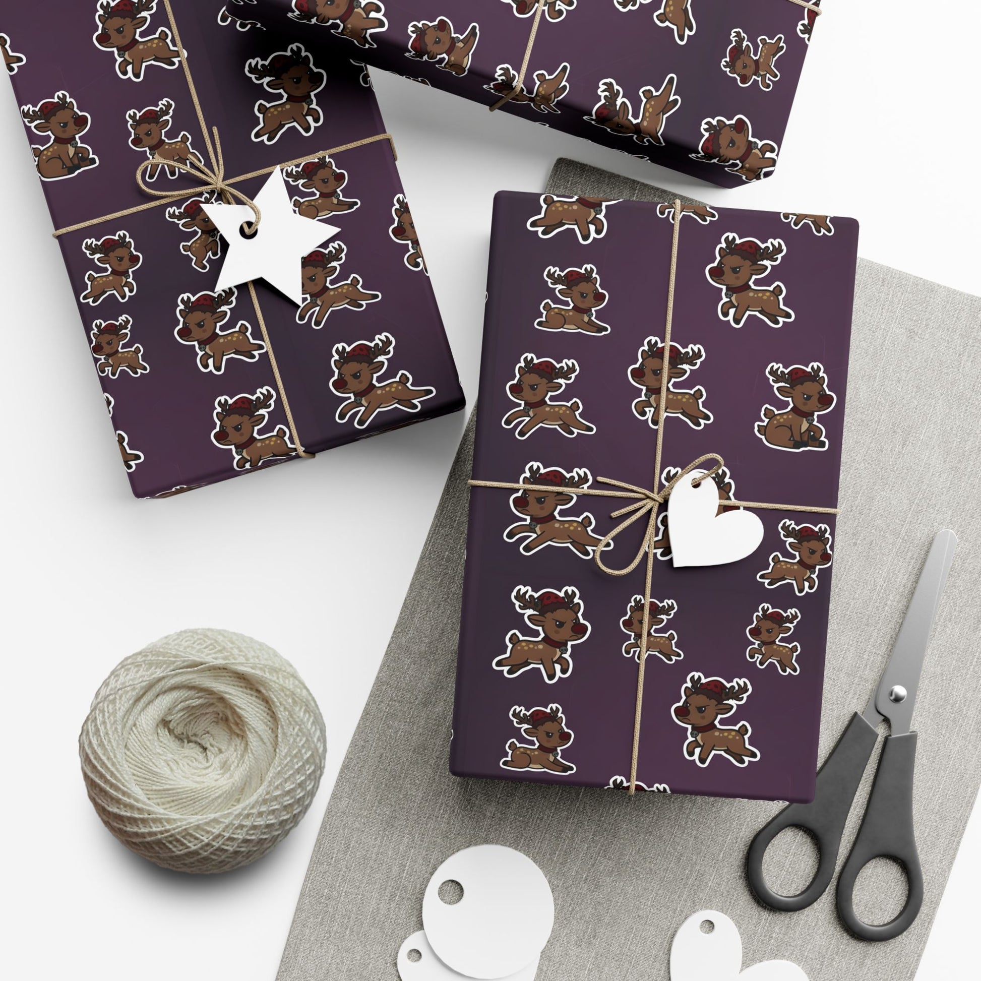 Vampyro Crimson Dark Whimsical Emo Reindeer Christmas Wrapping Paper
