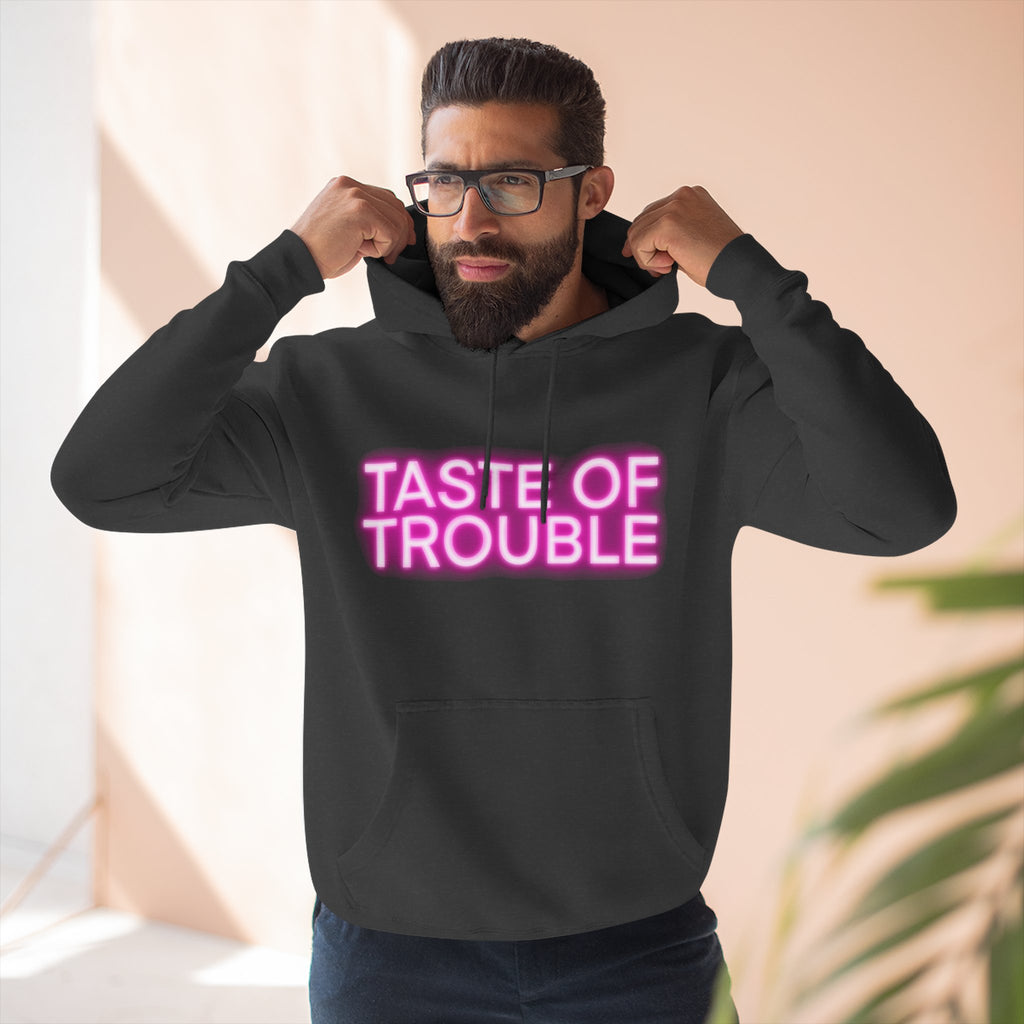 Taste of Trouble Hoodie - Trendy Three-Panel Fleece Pullover, Stylish Gift for Fashion Lovers, Cozy Casual Wear