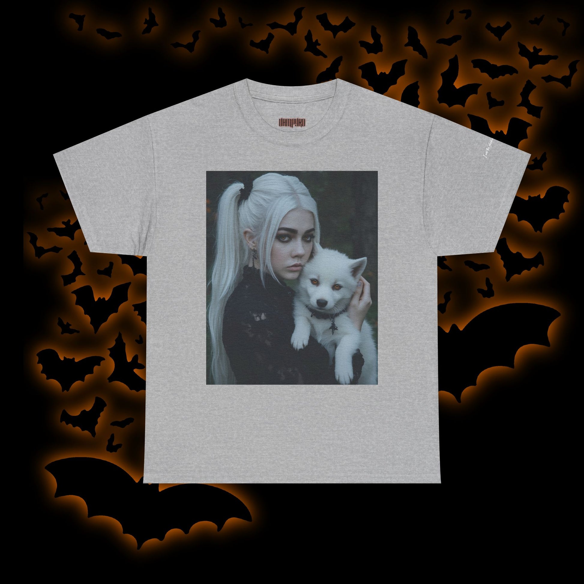 Limited Edition Autographed Vampyro Crimson Ethereal I am The Shadow the Light Fears Art Tee, Unisex Heavy Cotton Tee with Portrait Design, Ideal for Art Lovers, Casual Wear, Gifts for Occasions, Fashion Statement