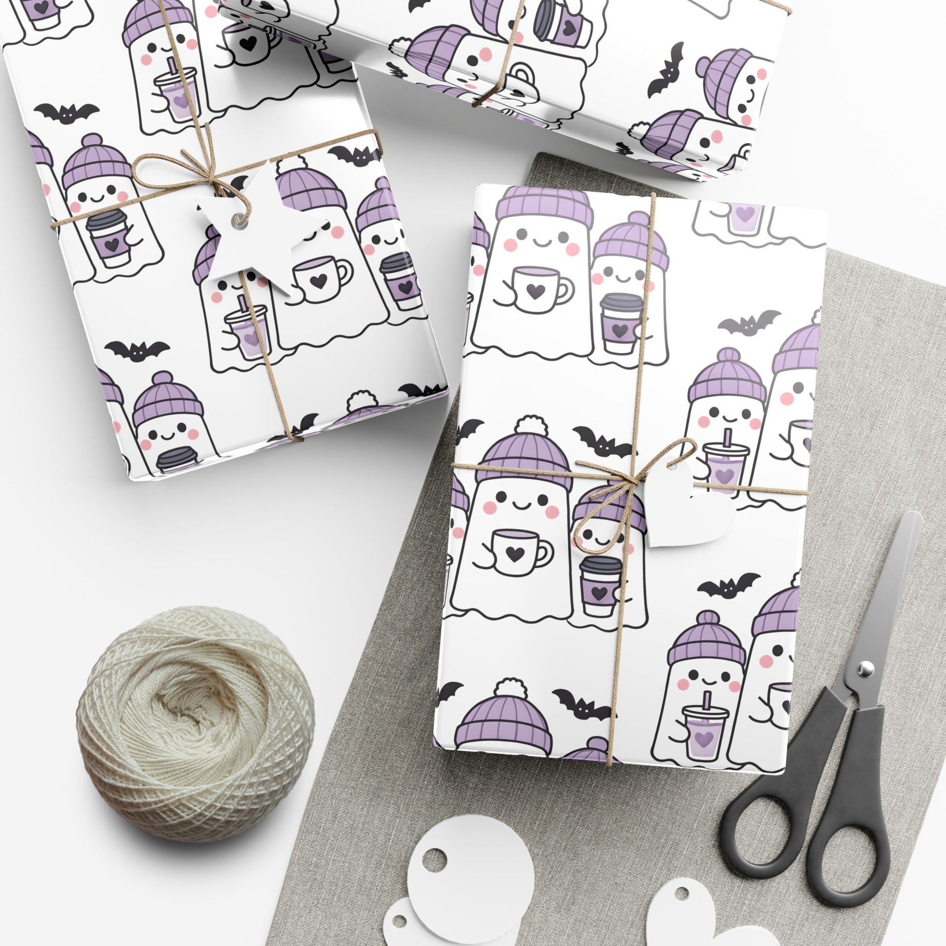 Vampyro Crimson Ghost Hot Cocoa Gift Wrap — Cute Holiday Wrapping Paper