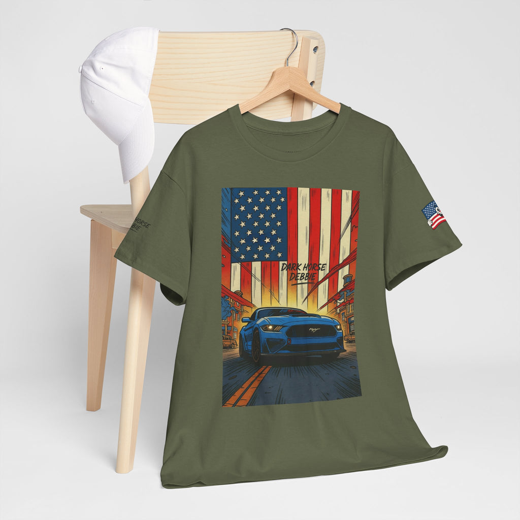 Dark Horse Debbie Patriotic Car Enthusiast Tee - Perfect for Independence Day, Gift for Dad, Car Show, Track Day, Summer Style