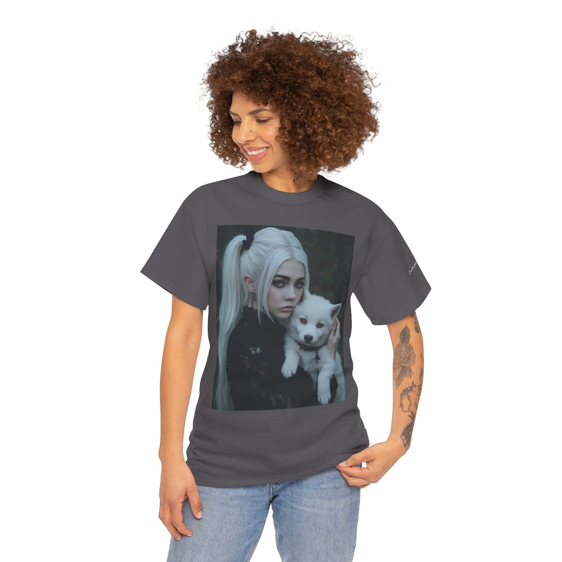 Limited Edition Autographed Vampyro Crimson Ethereal I am The Shadow the Light Fears Art Tee, Unisex Heavy Cotton Tee with Portrait Design, Ideal for Art Lovers, Casual Wear, Gifts for Occasions, Fashion Statement
