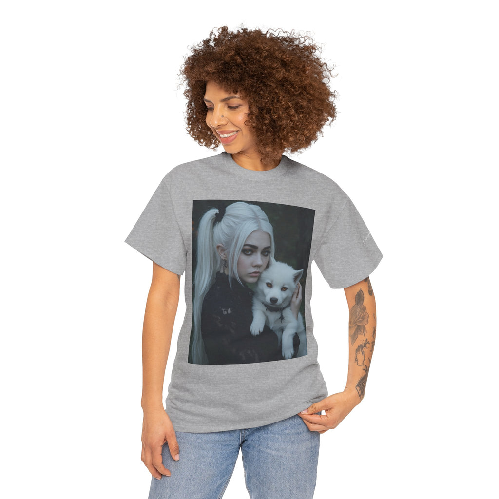 Limited Edition Autographed Vampyro Crimson Ethereal I am The Shadow the Light Fears Art Tee, Unisex Heavy Cotton Tee with Portrait Design, Ideal for Art Lovers, Casual Wear, Gifts for Occasions, Fashion Statement