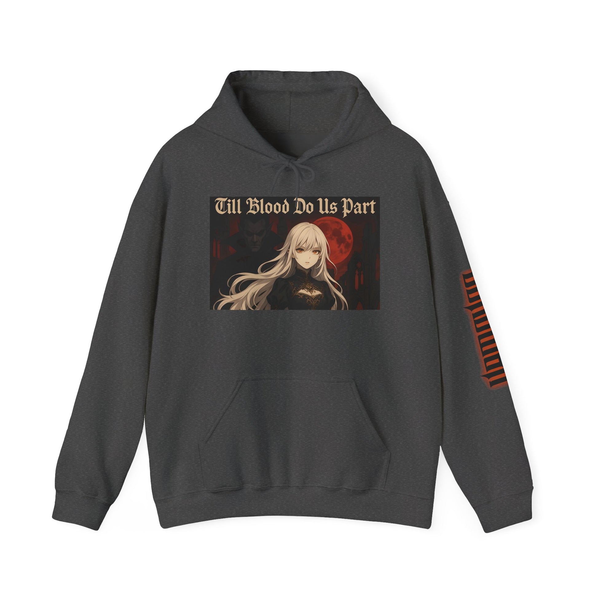 Vampyro Crimson Till Blood Do Us Part Gothic Romance Hooded Sweatshirt, Cozy Pullover, Perfect for Fall, Halloween, Alternative Fashion, Unique Gift for Fans, Graphic Sweatshirt