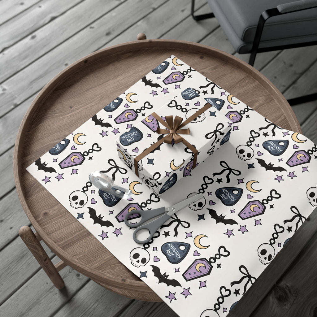 Vampyro Crimson Spooky Pastel Gothic Gift Wrap Paper — Skull, Ouija & Moon Wrapping Sheets