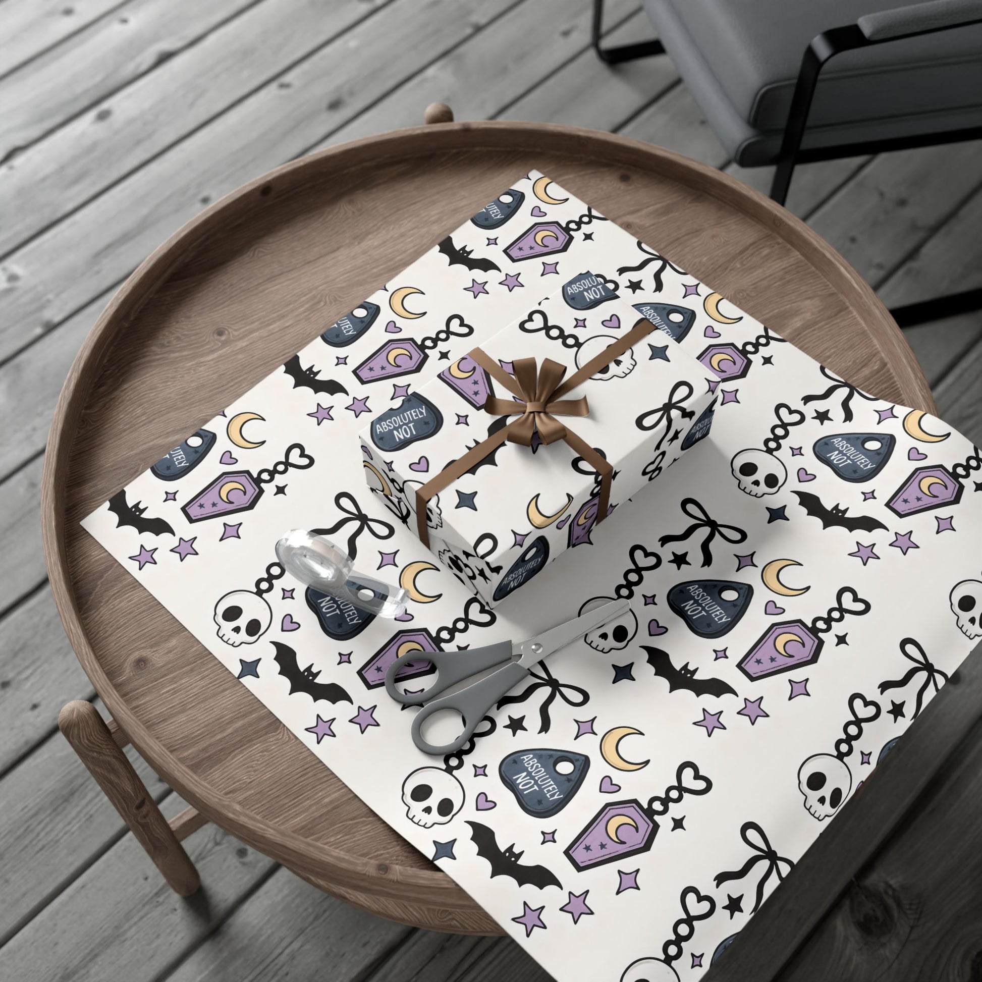 Vampyro Crimson Spooky Pastel Gothic Gift Wrap Paper — Skull, Ouija & Moon Wrapping Sheets