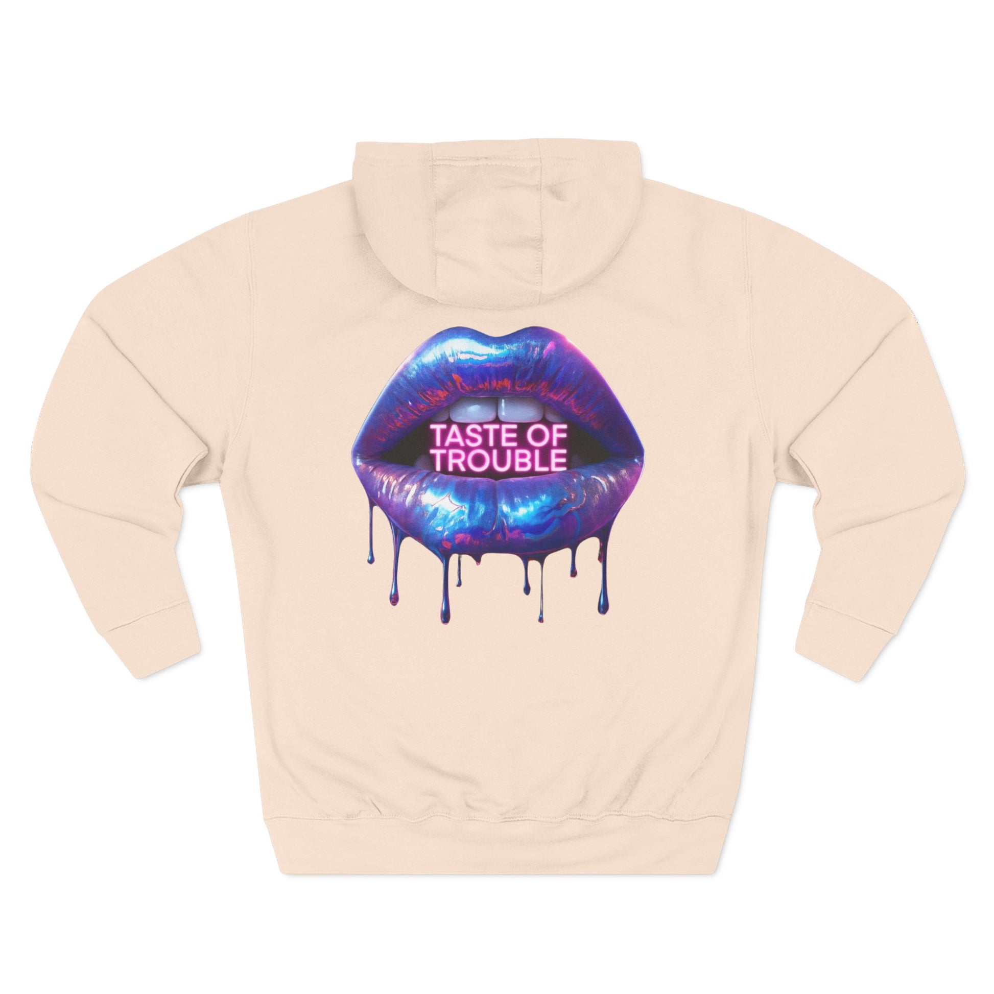 Taste of Trouble Hoodie - Trendy Three-Panel Fleece Pullover, Stylish Gift for Fashion Lovers, Cozy Casual Wear