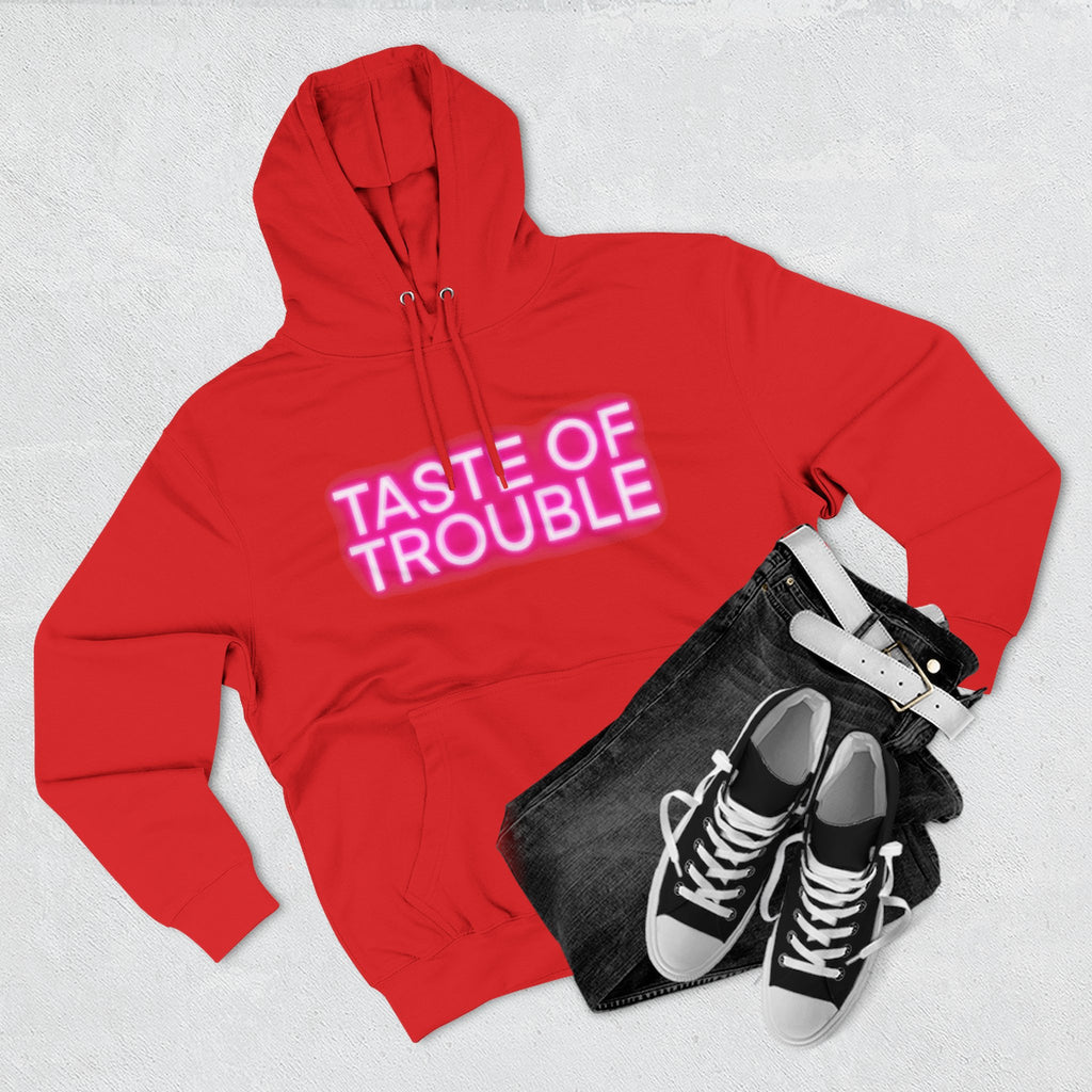 Taste of Trouble Hoodie - Trendy Three-Panel Fleece Pullover, Stylish Gift for Fashion Lovers, Cozy Casual Wear