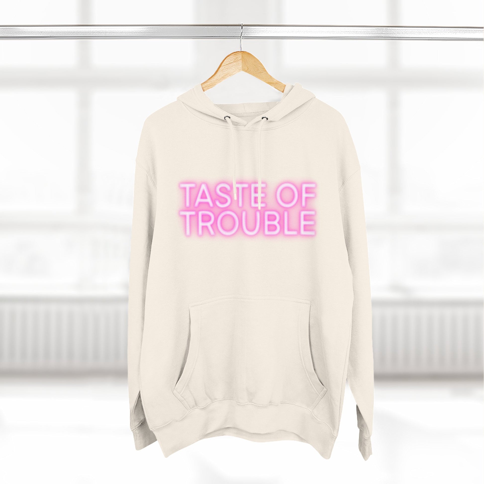 Taste of Trouble Hoodie - Trendy Three-Panel Fleece Pullover, Stylish Gift for Fashion Lovers, Cozy Casual Wear