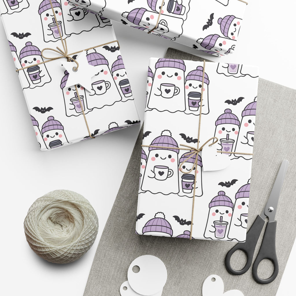 Vampyro Crimson Ghost Hot Cocoa Gift Wrap — Cute Holiday Wrapping Paper