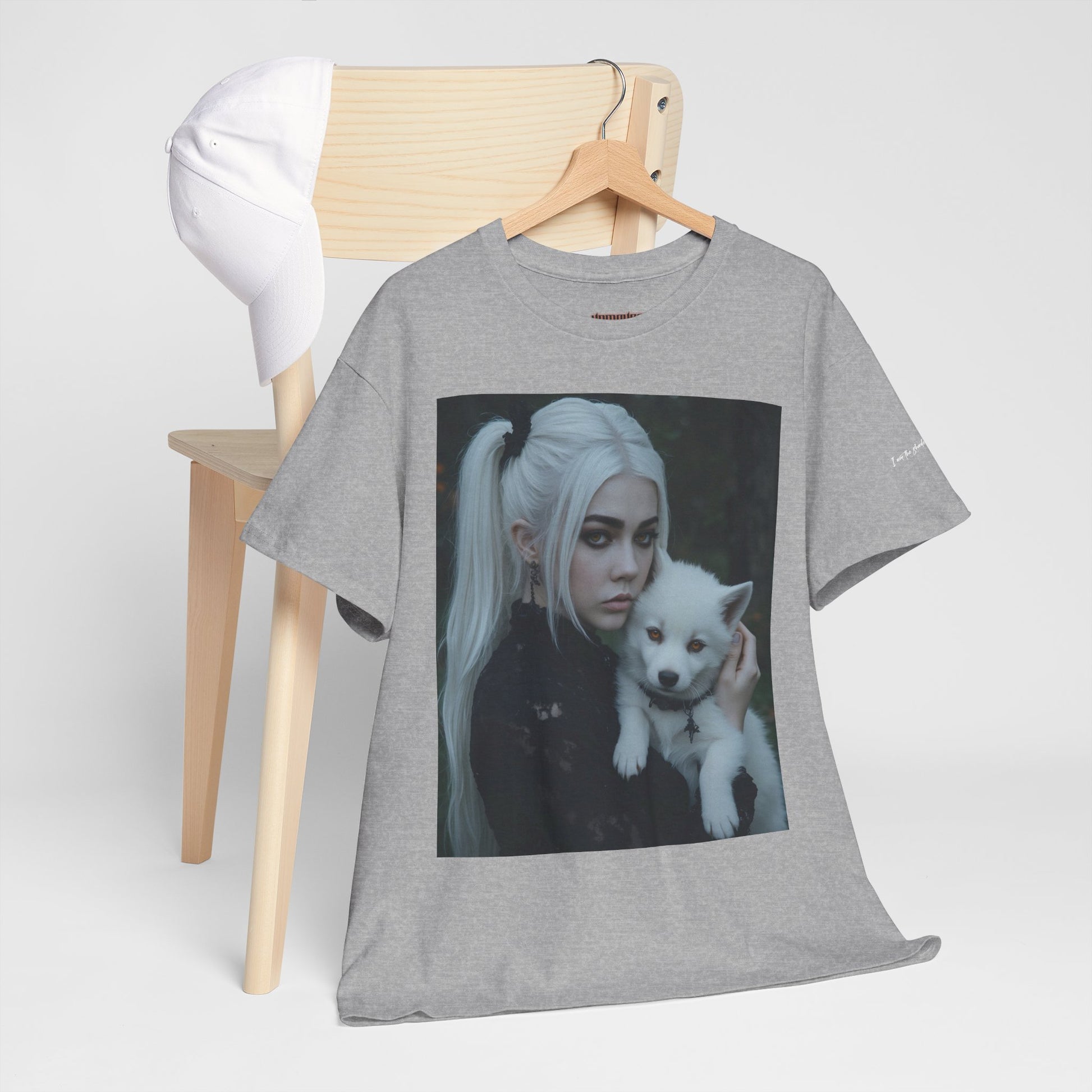 Limited Edition Autographed Vampyro Crimson Ethereal I am The Shadow the Light Fears Art Tee, Unisex Heavy Cotton Tee with Portrait Design, Ideal for Art Lovers, Casual Wear, Gifts for Occasions, Fashion Statement