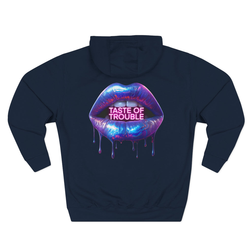 Taste of Trouble Hoodie - Trendy Three-Panel Fleece Pullover, Stylish Gift for Fashion Lovers, Cozy Casual Wear