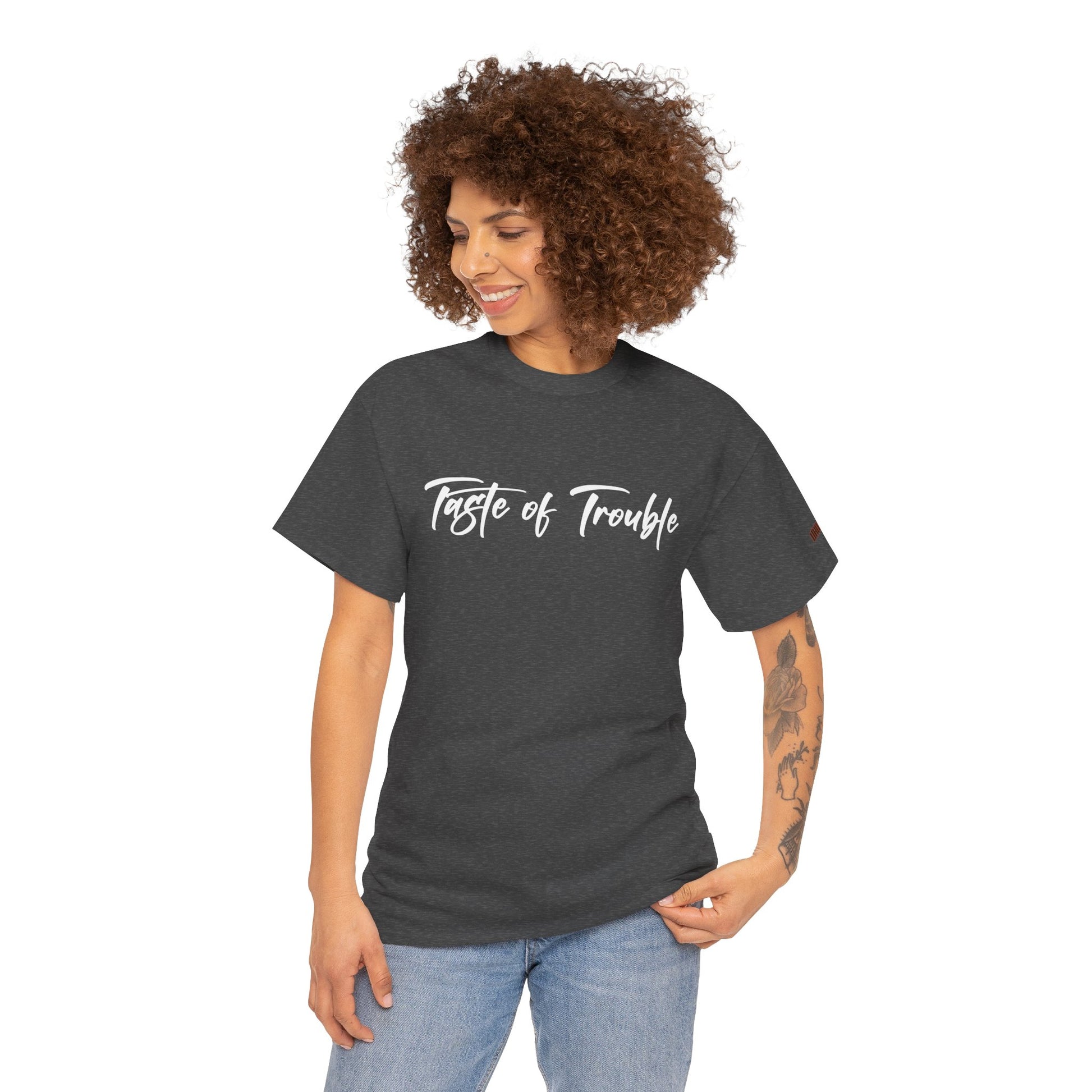 Taste of Trouble Vampyro Crimson Lyrics Unisex Heavy Cotton Tee - Casual Comfort, Everyday Wear, Gift for Friends, Stylish Casual Tee, Versatile Fashion