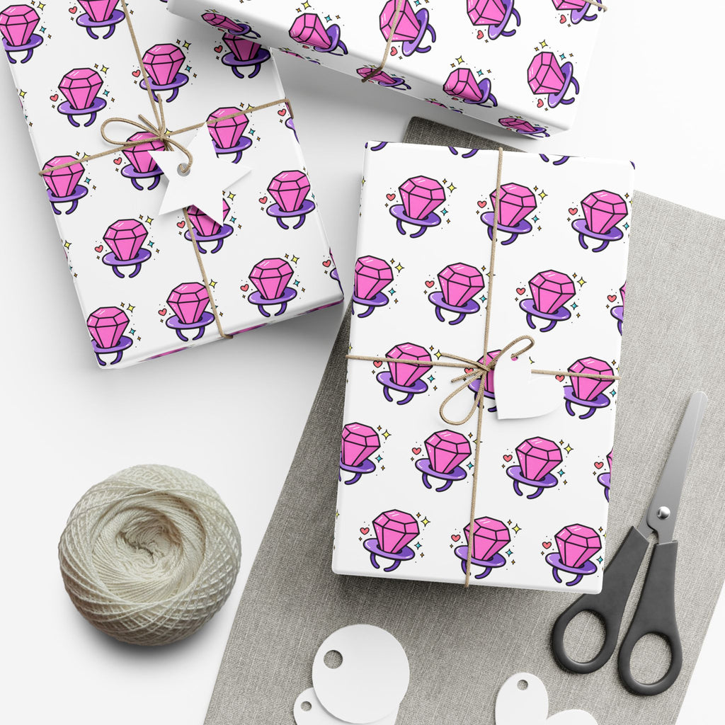 Vampyro Crimson Inspired Gem Ring Pattern Gift Wrap Paper — Pink Diamond Present Wrapping Paper