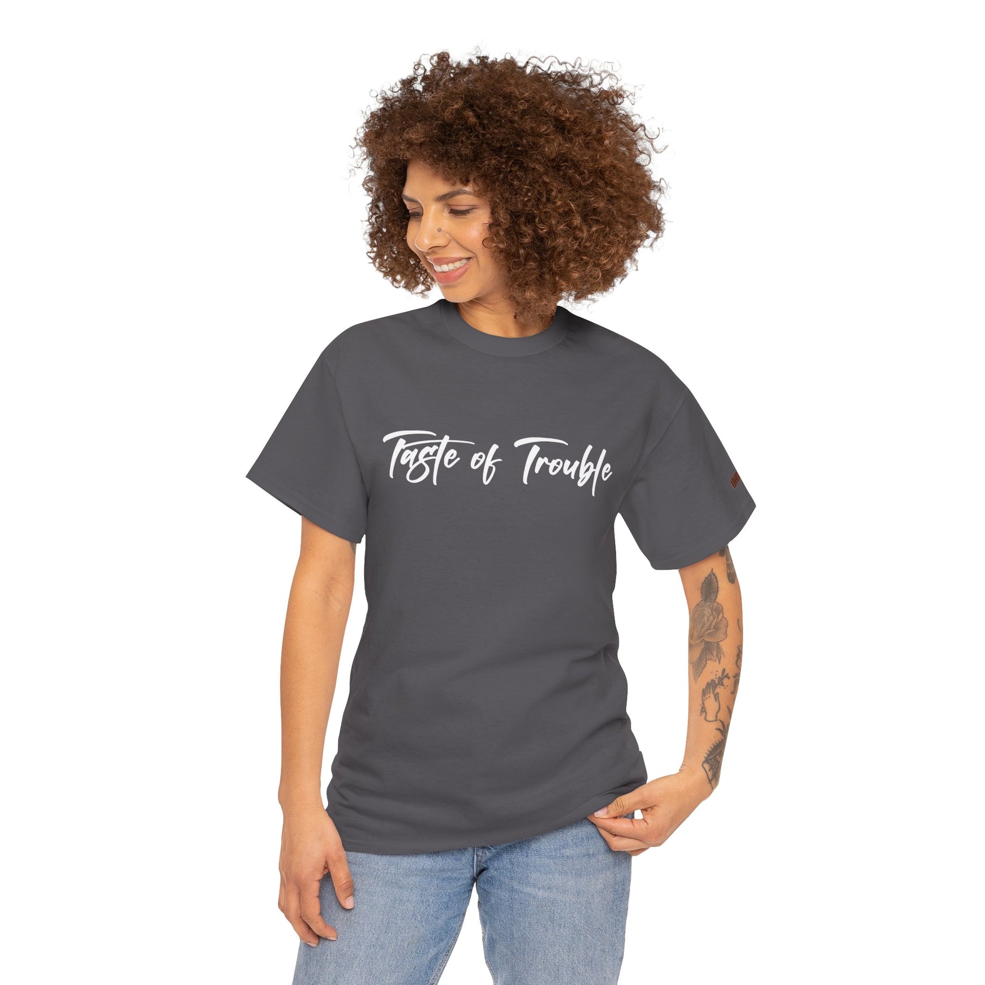 Taste of Trouble Vampyro Crimson Lyrics Unisex Heavy Cotton Tee - Casual Comfort, Everyday Wear, Gift for Friends, Stylish Casual Tee, Versatile Fashion