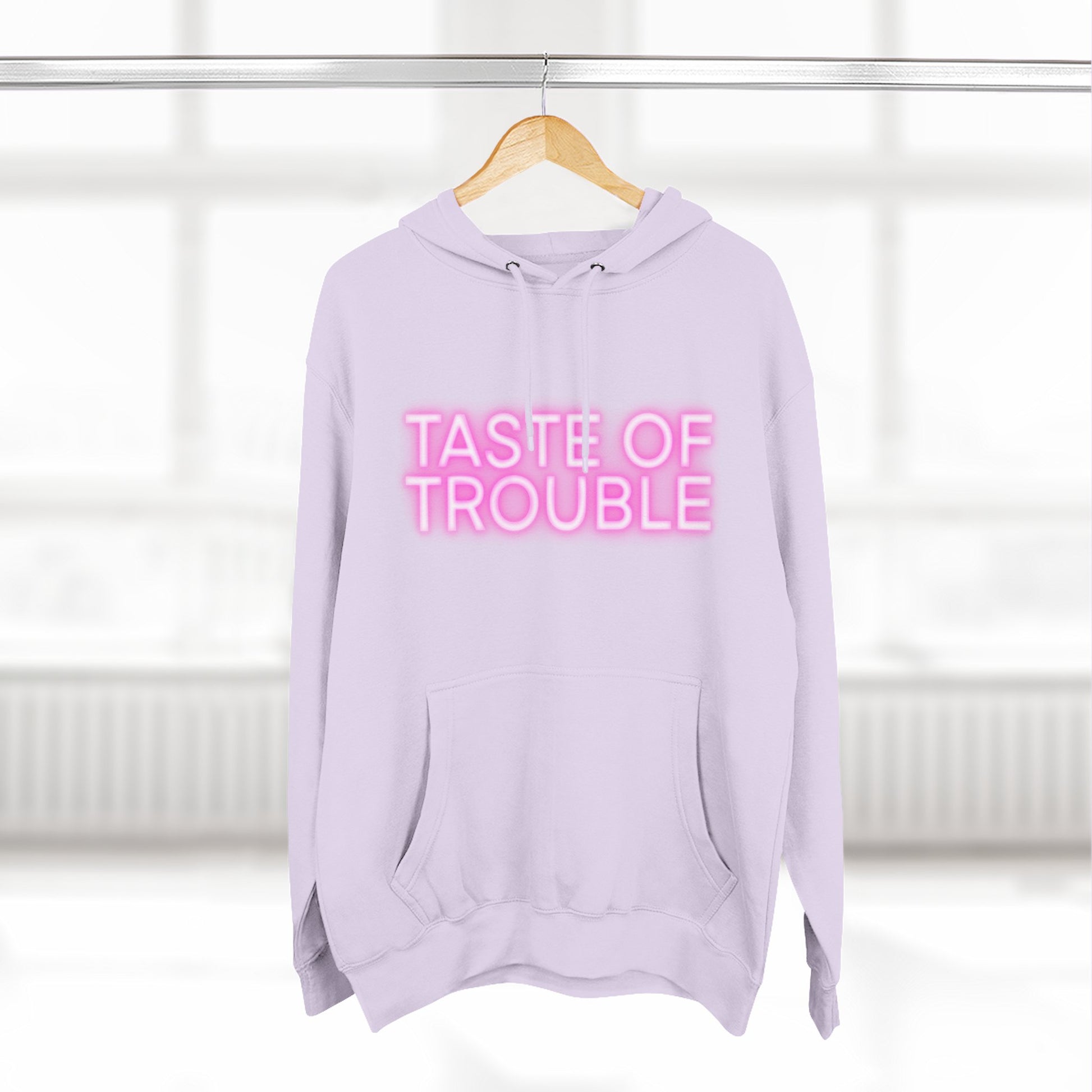 Taste of Trouble Hoodie - Trendy Three-Panel Fleece Pullover, Stylish Gift for Fashion Lovers, Cozy Casual Wear