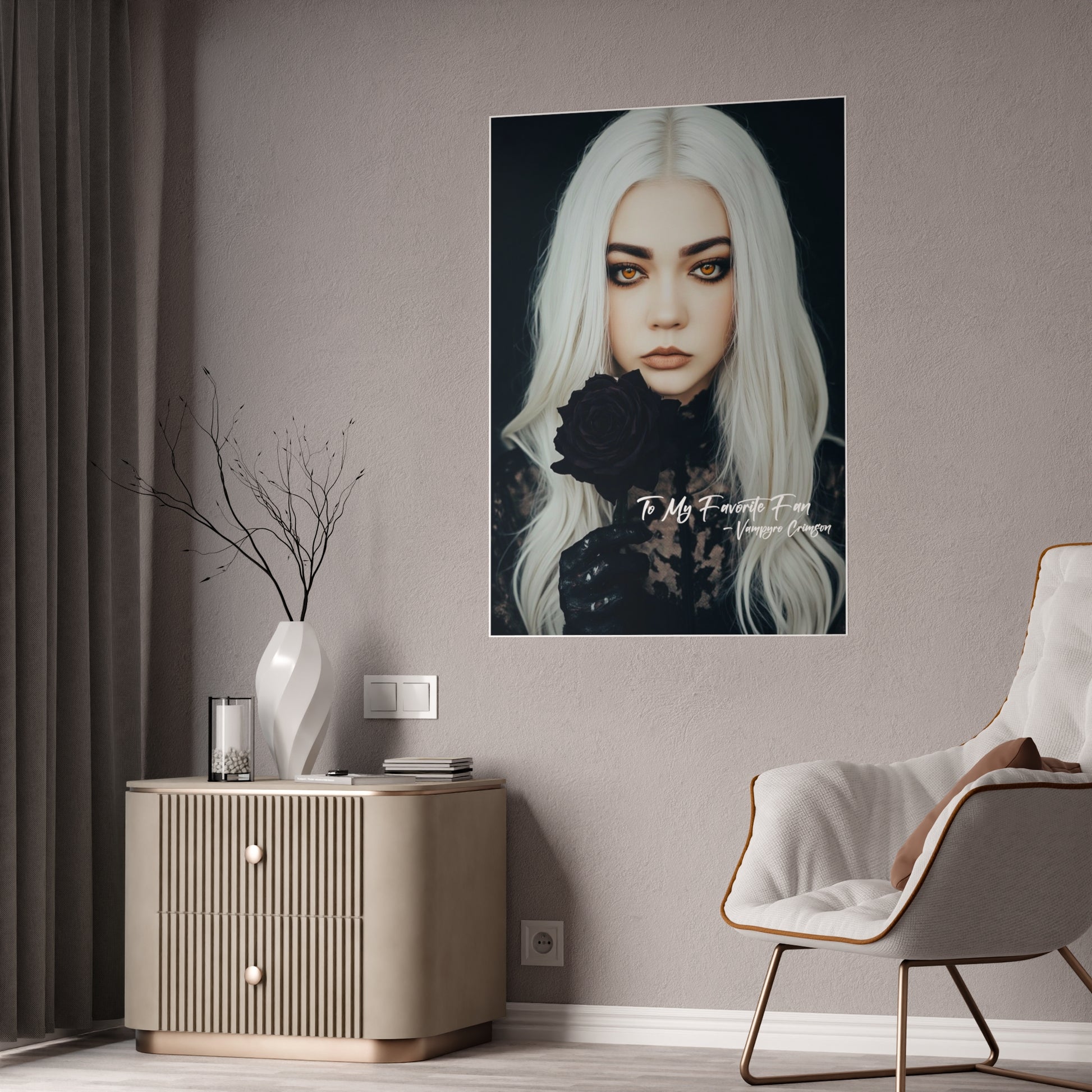 Vampyro Crimson Digitally Signed Autograph Gothic Wall Art Poster, Edgy Home Decor, Unique Gift for Her, Dark Aesthetic Art Print, Modern Gothic Decor