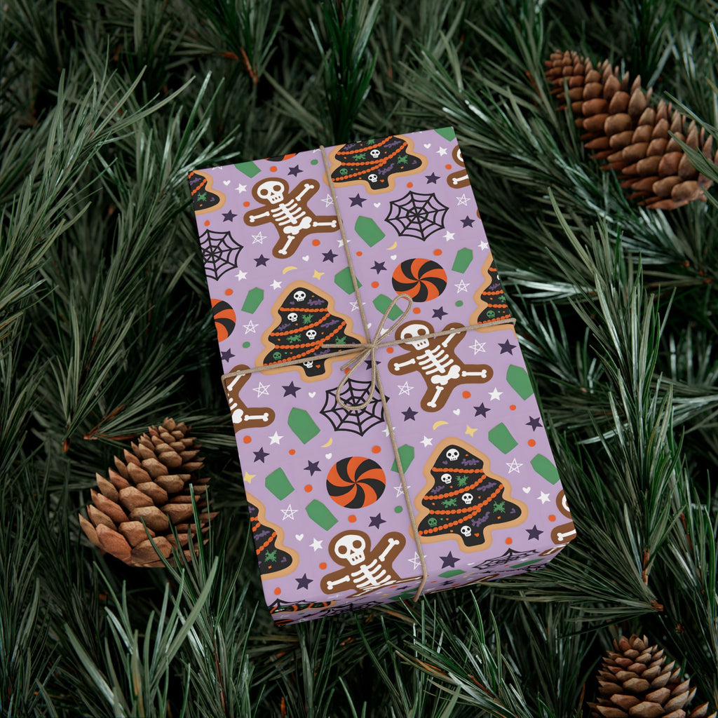 Vampyro Crimson Halloween Gingerbread Gift Wrap Paper — Spooky Cookie Pattern Wrapping Paper