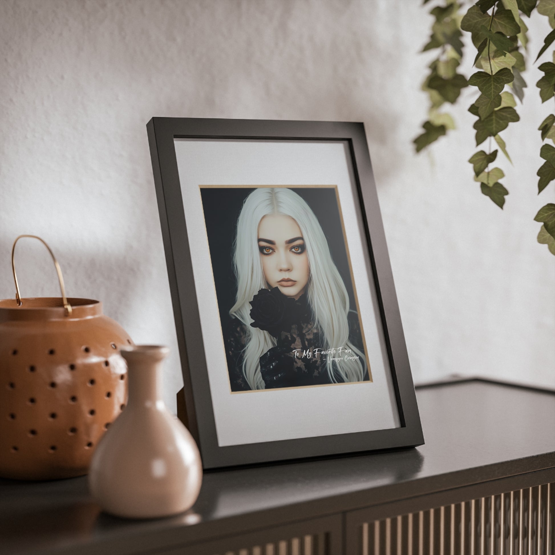 Elegant Digitally Autographed Vampyro Crimson Black Framed Poster, Minimalist Wall Art, Gothic Decor, Aesthetic Prints, Perfect Gift for Home Decor, Seasonal Decorations