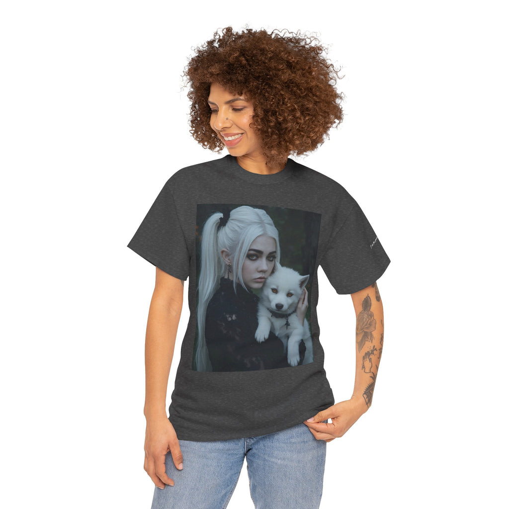 Limited Edition Autographed Vampyro Crimson Ethereal I am The Shadow the Light Fears Art Tee, Unisex Heavy Cotton Tee with Portrait Design, Ideal for Art Lovers, Casual Wear, Gifts for Occasions, Fashion Statement