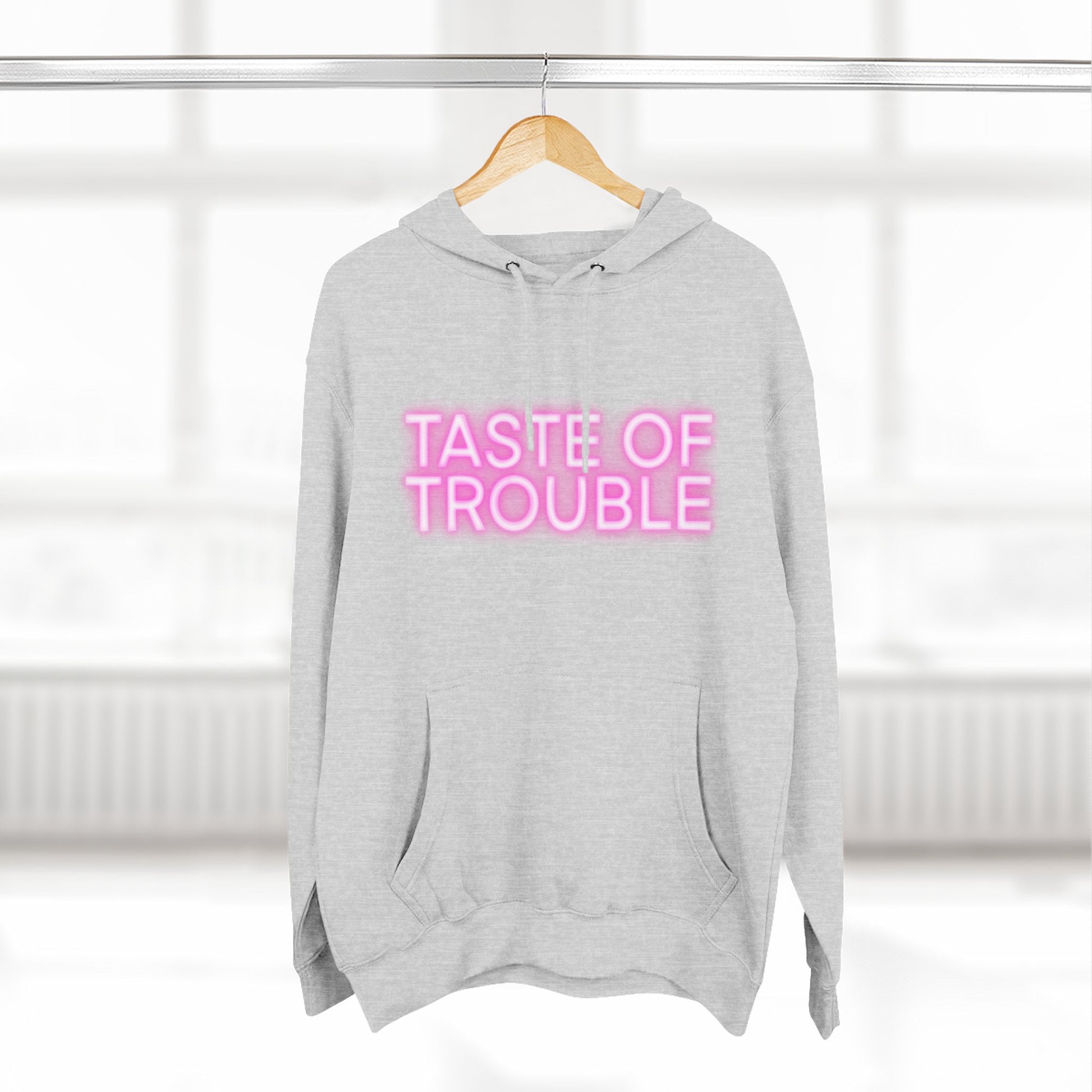 Taste of Trouble Hoodie - Trendy Three-Panel Fleece Pullover, Stylish Gift for Fashion Lovers, Cozy Casual Wear