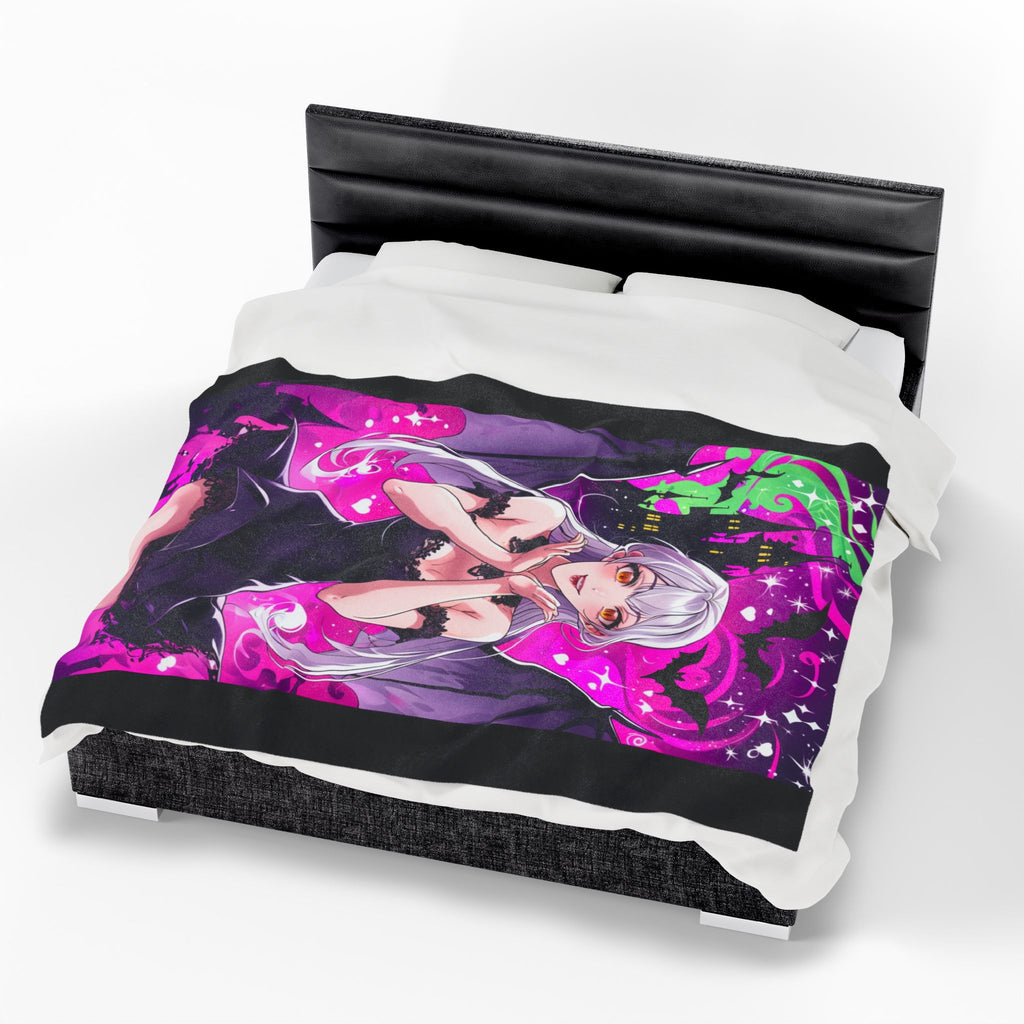 Vampire Crimson Gothic Anime Velveteen Plush Blanket | Cozy Throw for Halloween, Gift for Anime Fans, Bedroom Decor, Soft Blanket for Kids