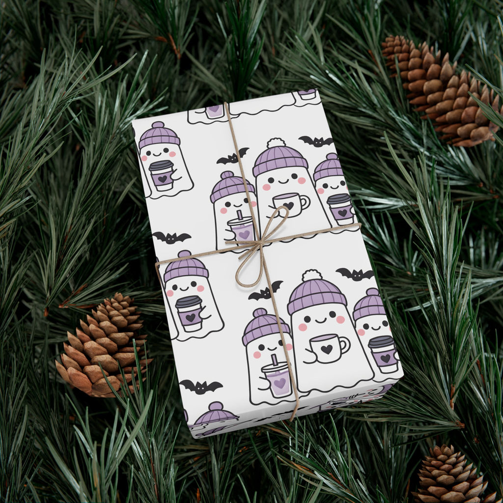 Vampyro Crimson Ghost Hot Cocoa Gift Wrap — Cute Holiday Wrapping Paper