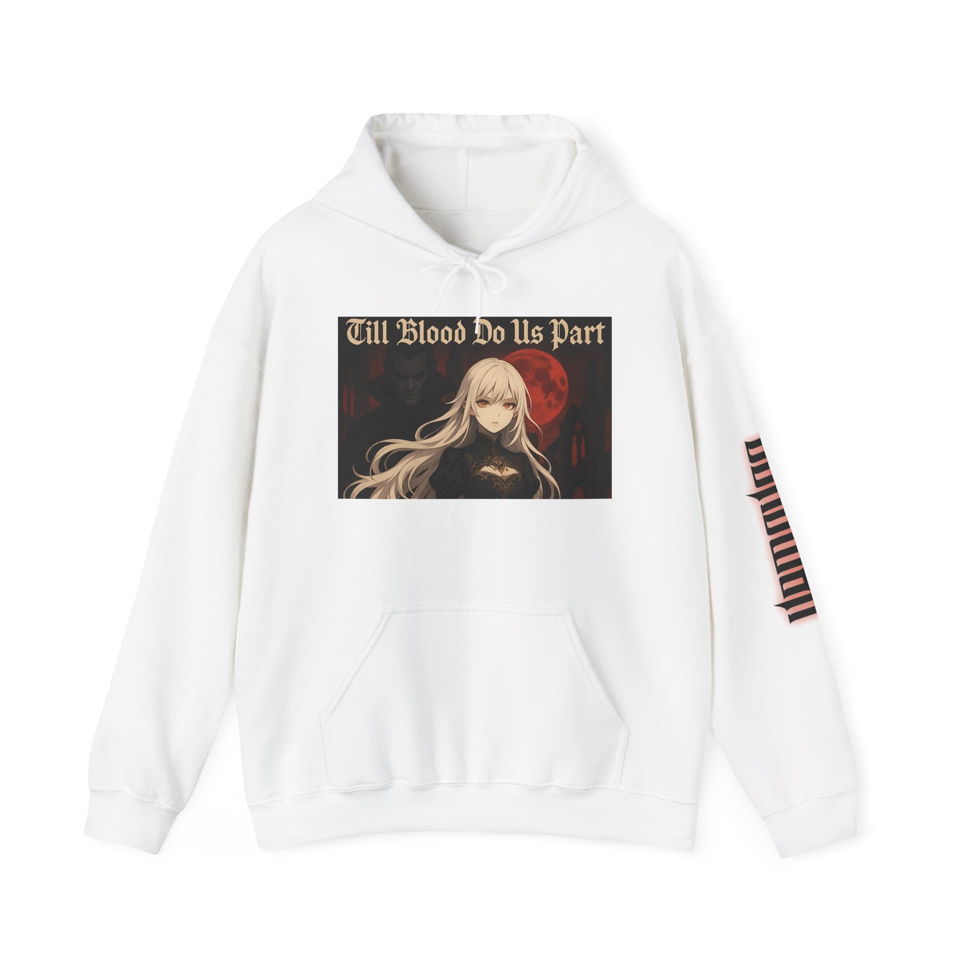 Vampyro Crimson Till Blood Do Us Part Gothic Romance Hooded Sweatshirt, Cozy Pullover, Perfect for Fall, Halloween, Alternative Fashion, Unique Gift for Fans, Graphic Sweatshirt
