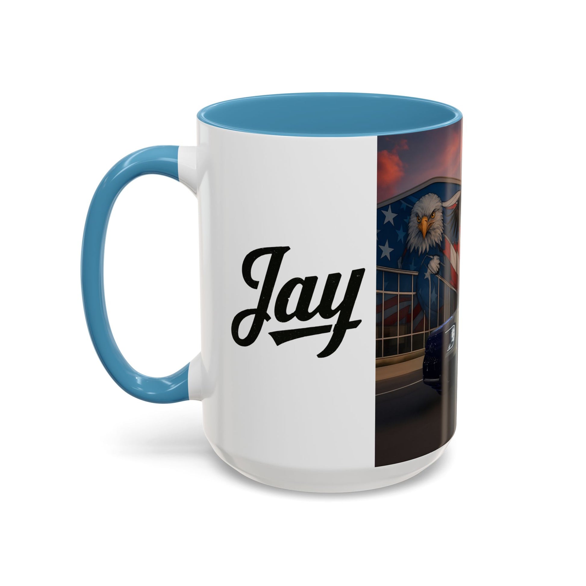 Jays Patriotic Truck Coffee Mug – Eagle & American Flag Accent Mug