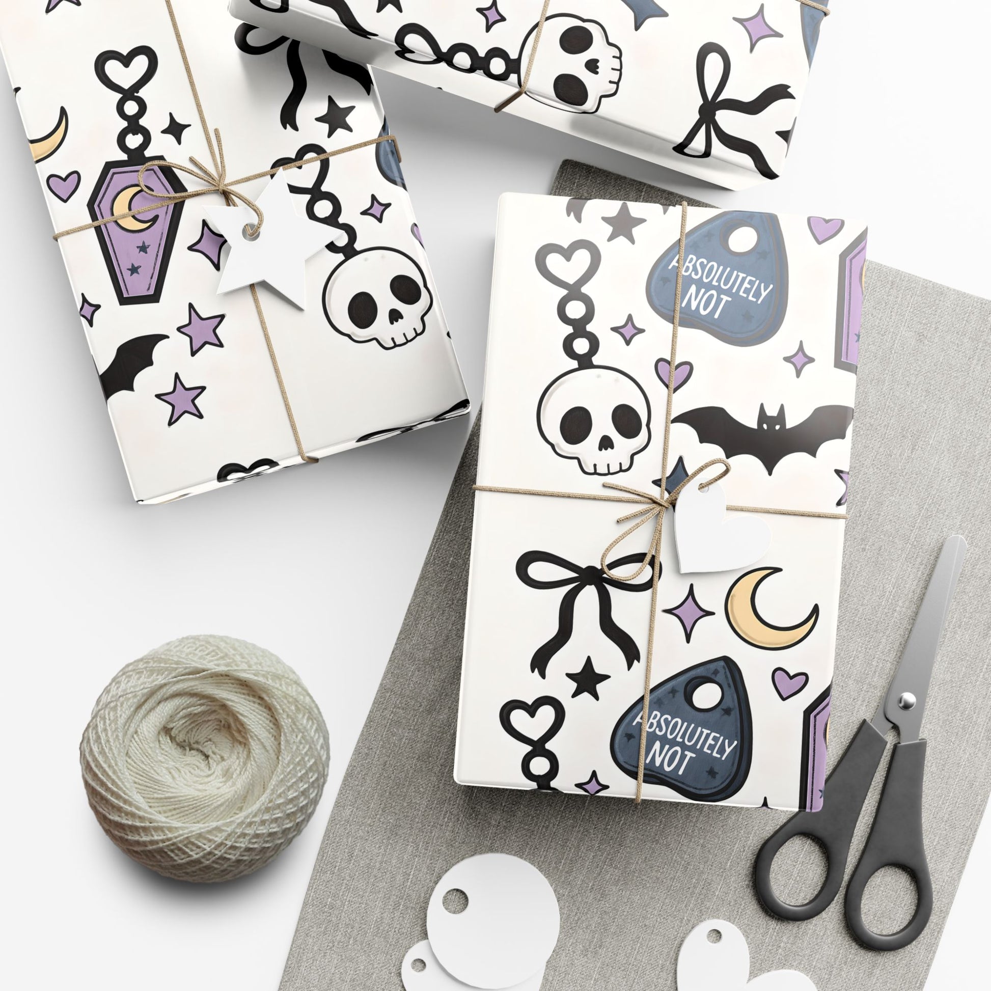 Vampyro Crimson Spooky Pastel Gothic Gift Wrap Paper — Skull, Ouija & Moon Wrapping Sheets