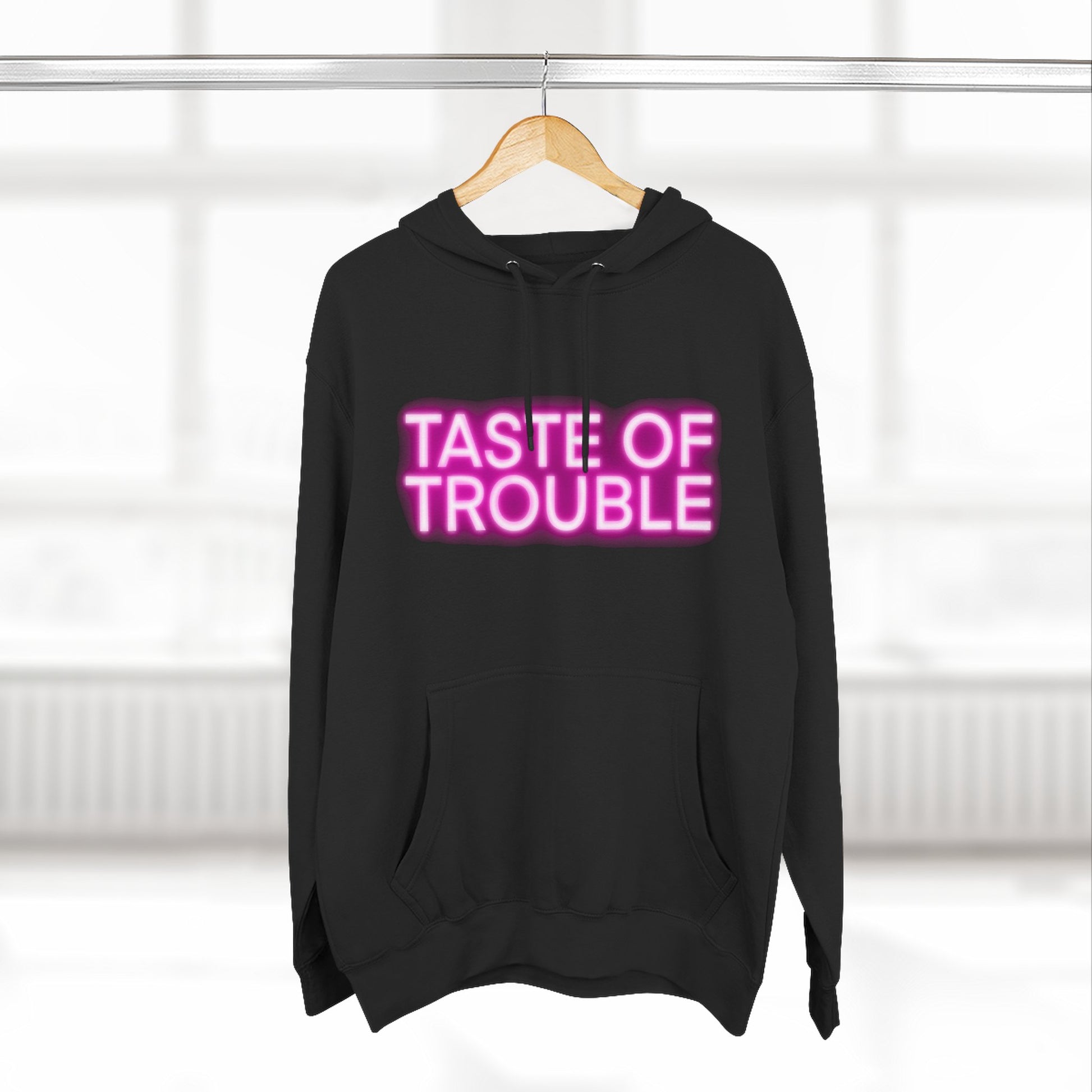 Taste of Trouble Hoodie - Trendy Three-Panel Fleece Pullover, Stylish Gift for Fashion Lovers, Cozy Casual Wear
