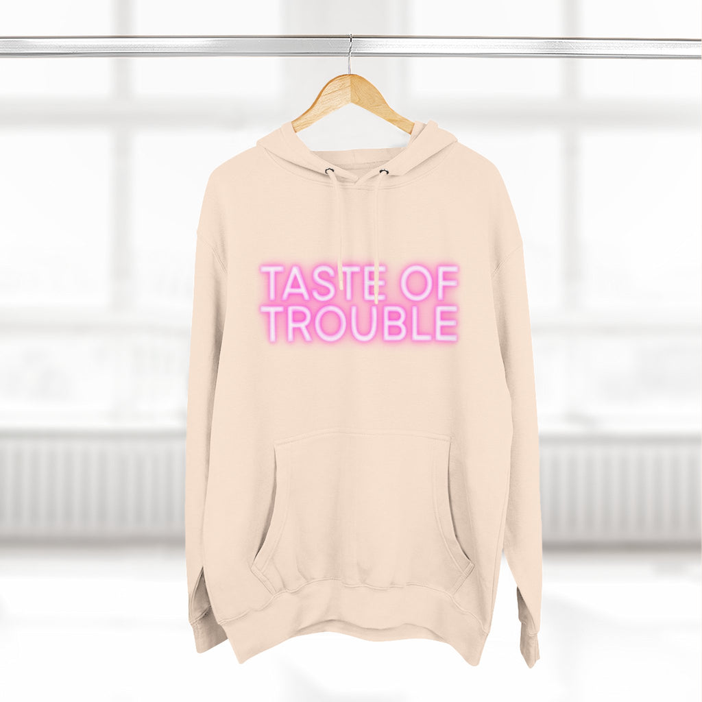 Taste of Trouble Hoodie - Trendy Three-Panel Fleece Pullover, Stylish Gift for Fashion Lovers, Cozy Casual Wear
