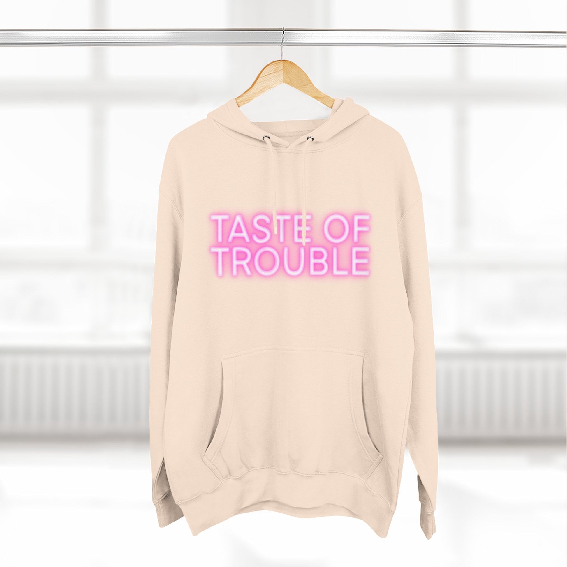 Taste of Trouble Hoodie - Trendy Three-Panel Fleece Pullover, Stylish Gift for Fashion Lovers, Cozy Casual Wear