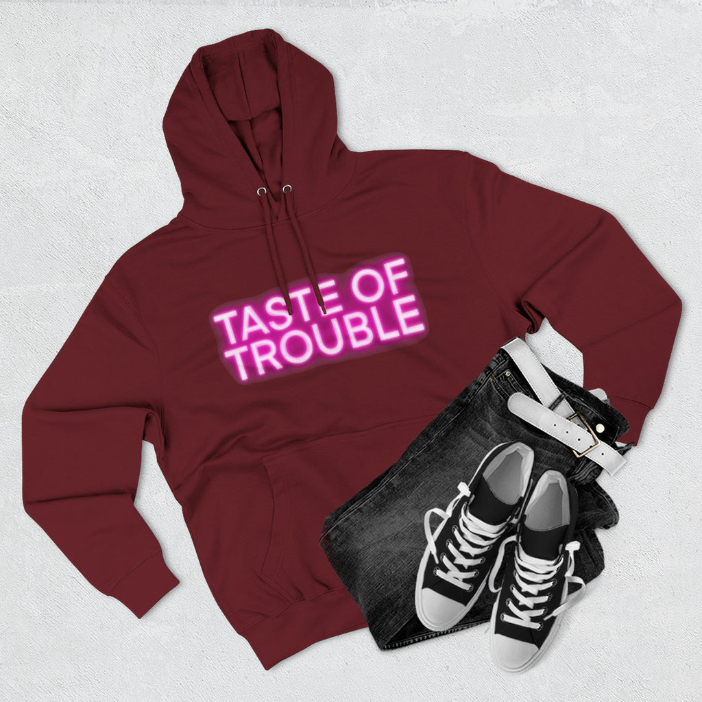 Taste of Trouble Hoodie - Trendy Three-Panel Fleece Pullover, Stylish Gift for Fashion Lovers, Cozy Casual Wear
