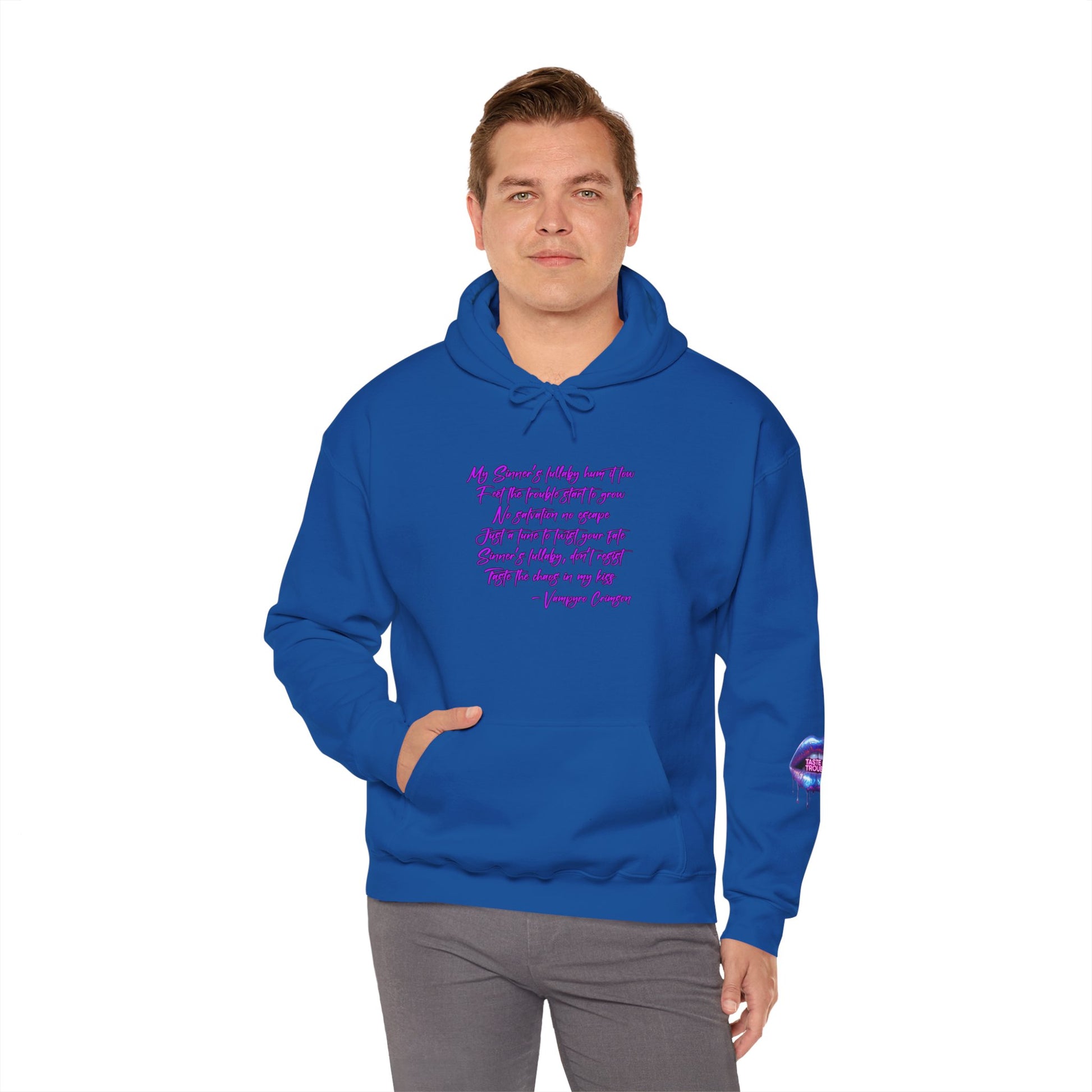 Taste of Trouble Inspirational Hoodie for Creative Souls, Motivational Sweatshirt, Unisex Heavy Blend, Modern Casual Wear, Gift for Artists, Trendy [...]