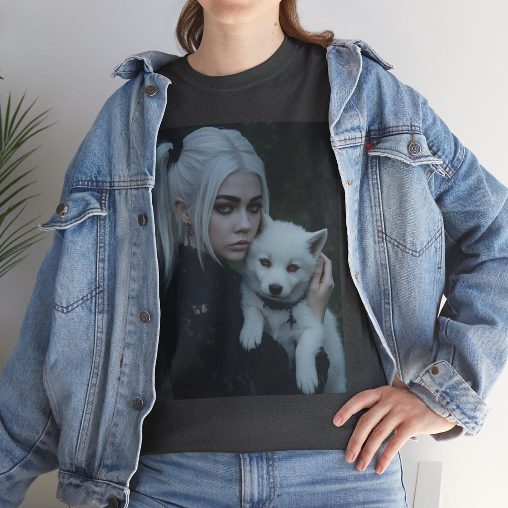 Limited Edition Autographed Vampyro Crimson Ethereal I am The Shadow the Light Fears Art Tee, Unisex Heavy Cotton Tee with Portrait Design, Ideal for Art Lovers, Casual Wear, Gifts for Occasions, Fashion Statement