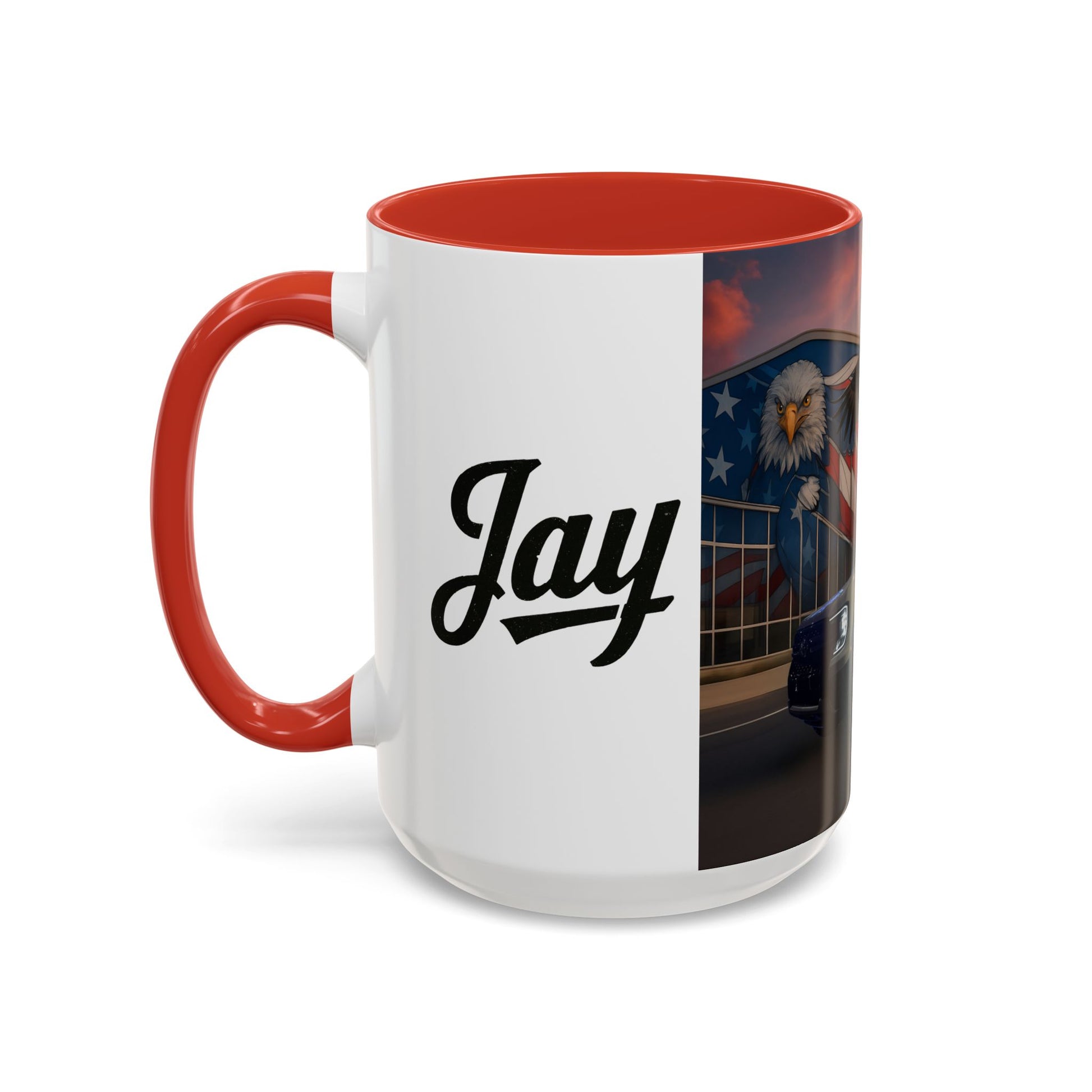 Jays Patriotic Truck Coffee Mug – Eagle & American Flag Accent Mug