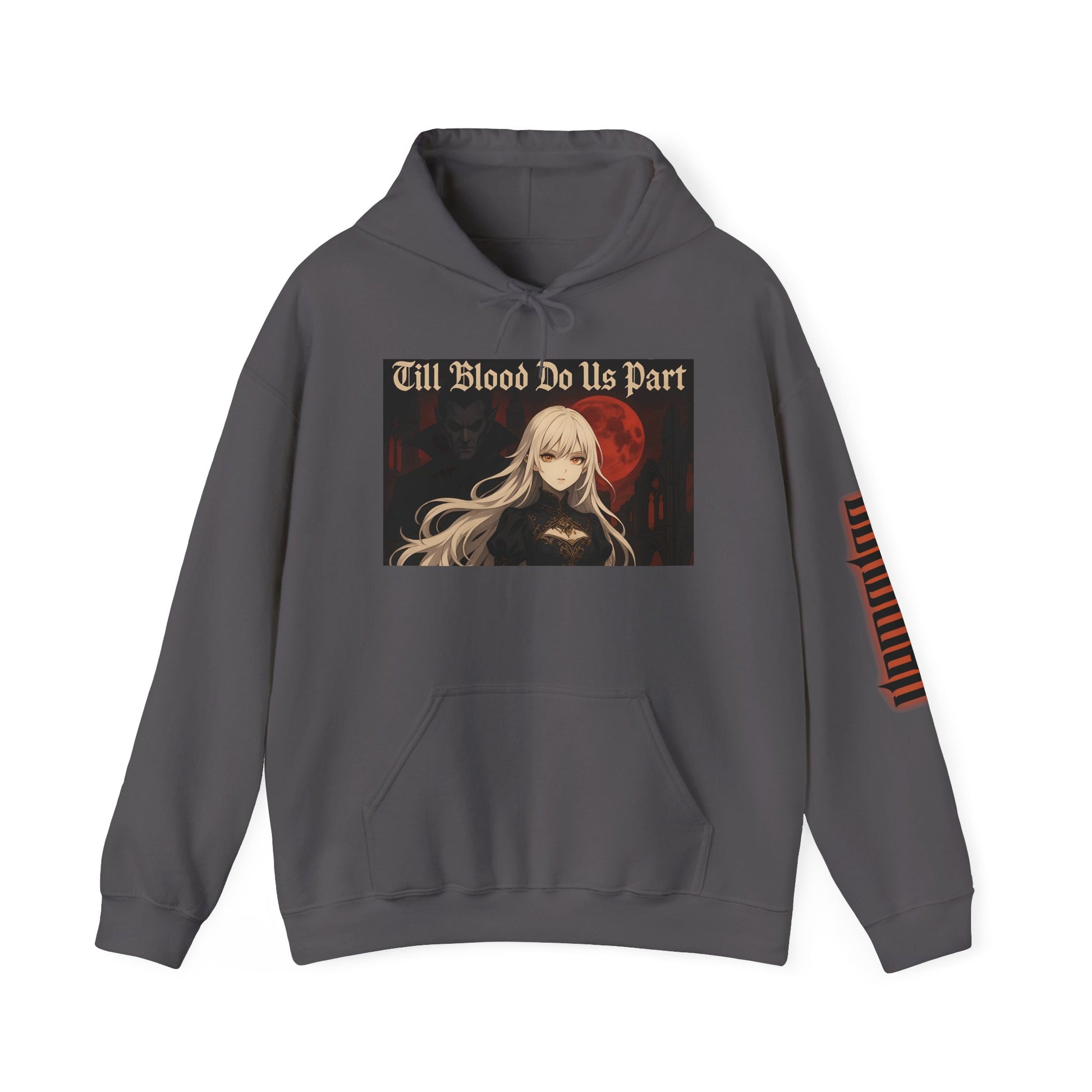 Vampyro Crimson Till Blood Do Us Part Gothic Romance Hooded Sweatshirt, Cozy Pullover, Perfect for Fall, Halloween, Alternative Fashion, Unique Gift for Fans, Graphic Sweatshirt