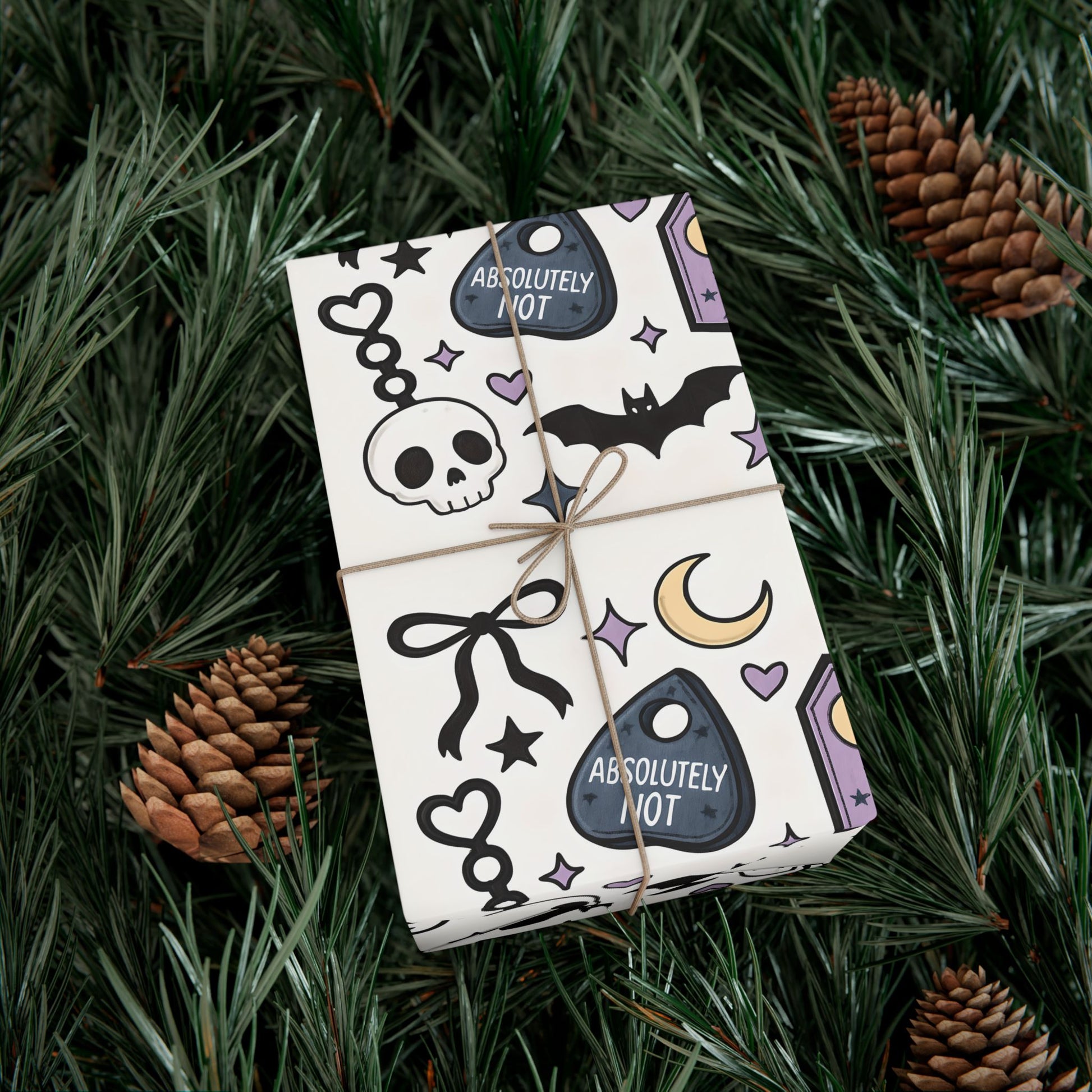 Vampyro Crimson Spooky Pastel Gothic Gift Wrap Paper — Skull, Ouija & Moon Wrapping Sheets