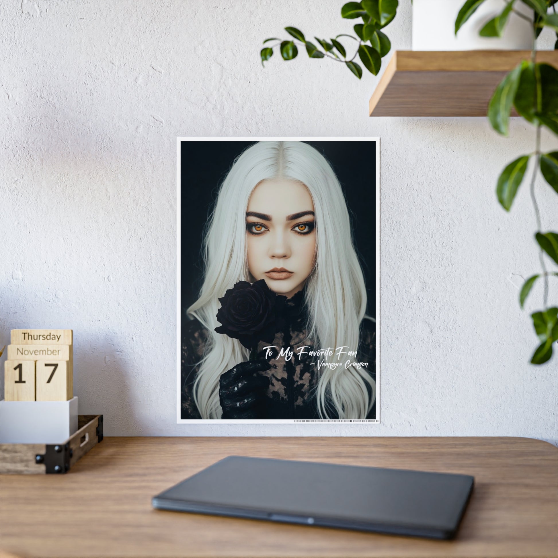 Vampyro Crimson Digitally Signed Autograph Gothic Wall Art Poster, Edgy Home Decor, Unique Gift for Her, Dark Aesthetic Art Print, Modern Gothic Decor