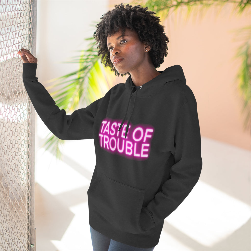 Taste of Trouble Hoodie - Trendy Three-Panel Fleece Pullover, Stylish Gift for Fashion Lovers, Cozy Casual Wear