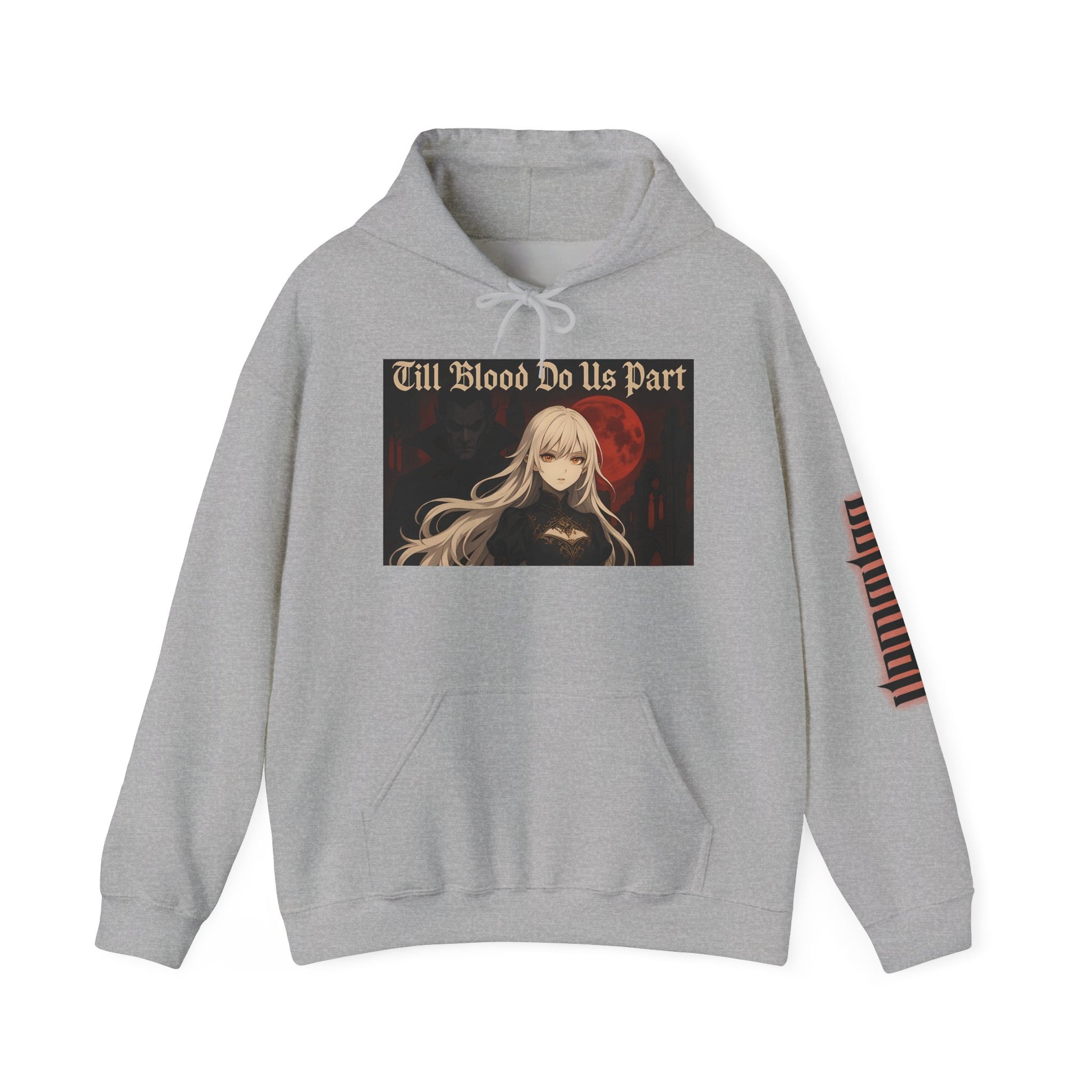 Vampyro Crimson Till Blood Do Us Part Gothic Romance Hooded Sweatshirt, Cozy Pullover, Perfect for Fall, Halloween, Alternative Fashion, Unique Gift for Fans, Graphic Sweatshirt