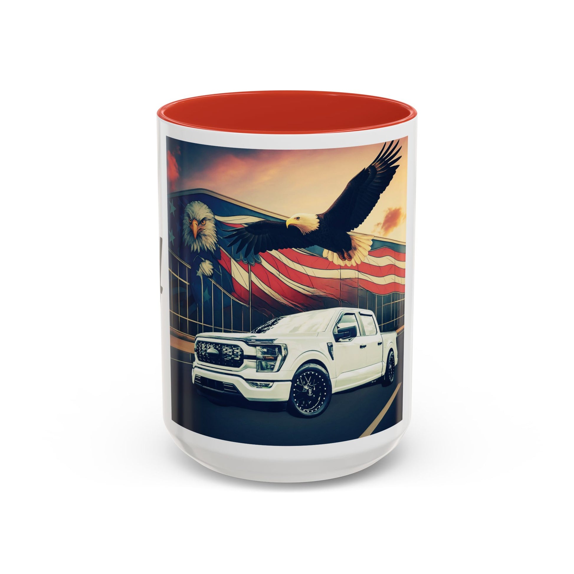 Patriotic Eagle & Jay’s Truck Accent Coffee Mug — American Flag Pride (11/15oz)