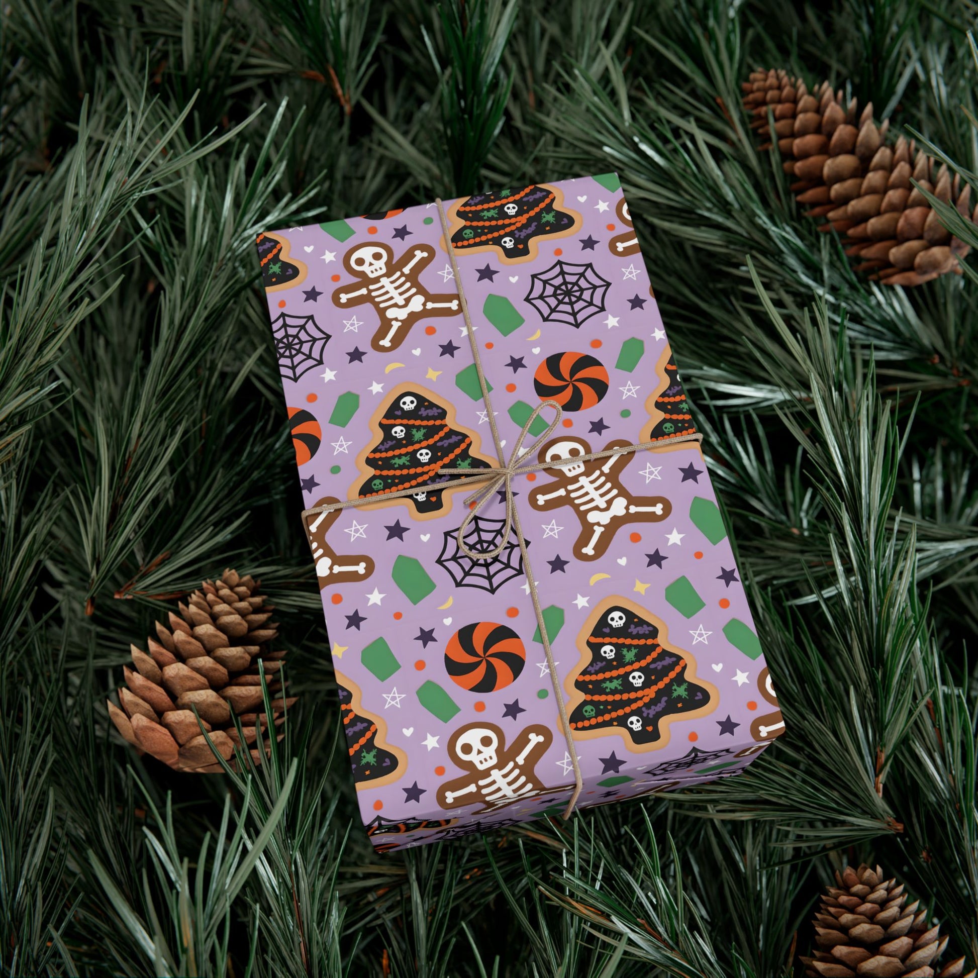 Vampyro Crimson Halloween Gingerbread Gift Wrap Paper — Spooky Cookie Pattern Wrapping Paper